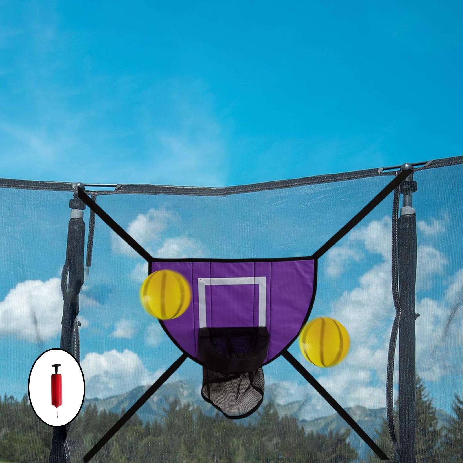 Basketball Hoop for Trampoline with Pump and 2 Mini Balls for Kids Backboard