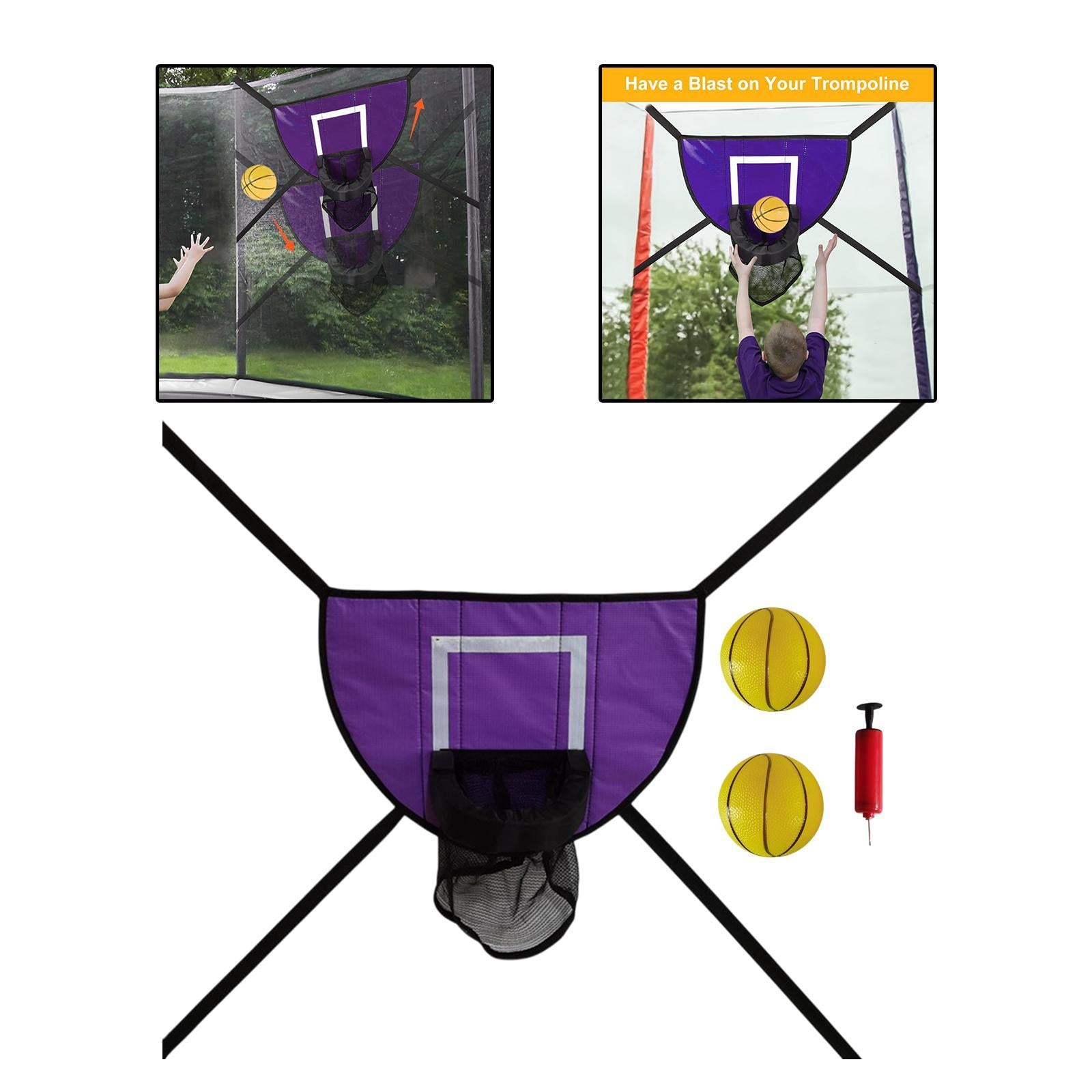Basketball Hoop for Trampoline with Pump and 2 Mini Balls for Kids Backboard