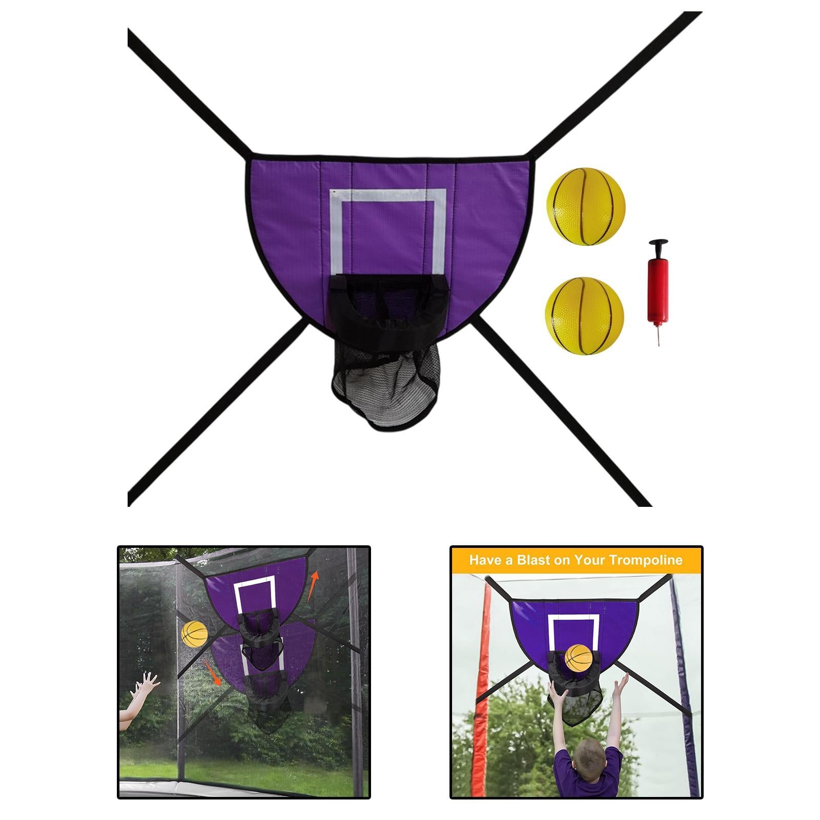 Basketball Hoop for Trampoline with Pump and 2 Mini Balls for Kids Backboard