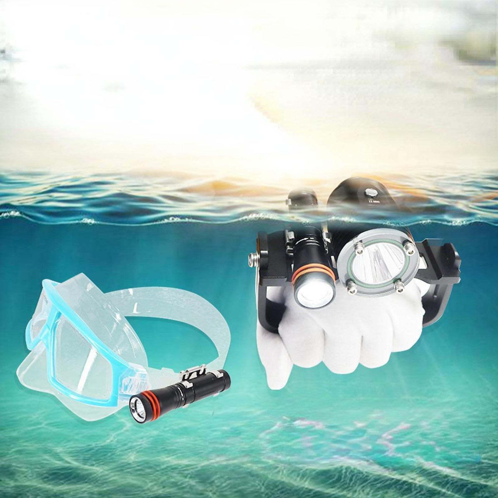 Diving Flashlight LED Camping Torch for Night Diving Emergency Deep Cave Black