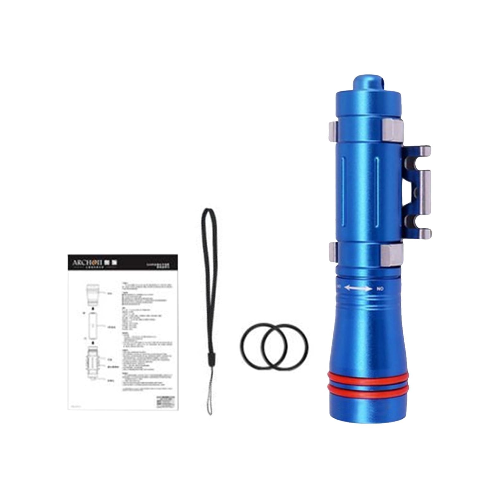 Diving Flashlight LED Camping Torch for Night Diving Emergency Deep Cave Blue