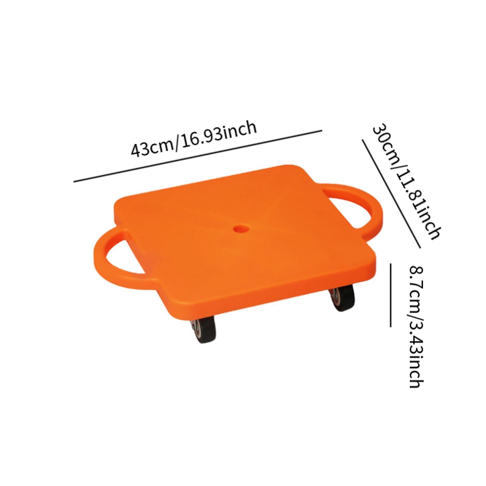 Floor Scooter Board with Handles Play Equipment Gross Motor Toy with Casters Orange
