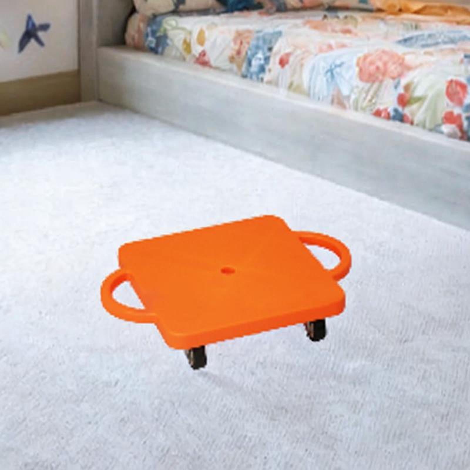 Floor Scooter Board with Handles Play Equipment Gross Motor Toy with Casters Orange