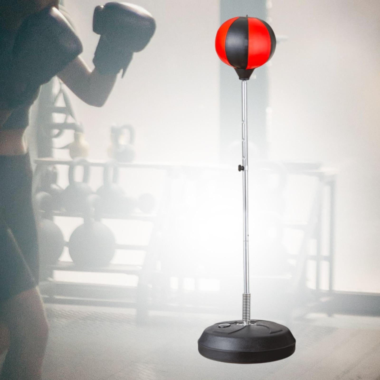 Punching Bag with Stand Stand up Sandbag Focus Reflex Ball Adjustable Height Black Red for Adults
