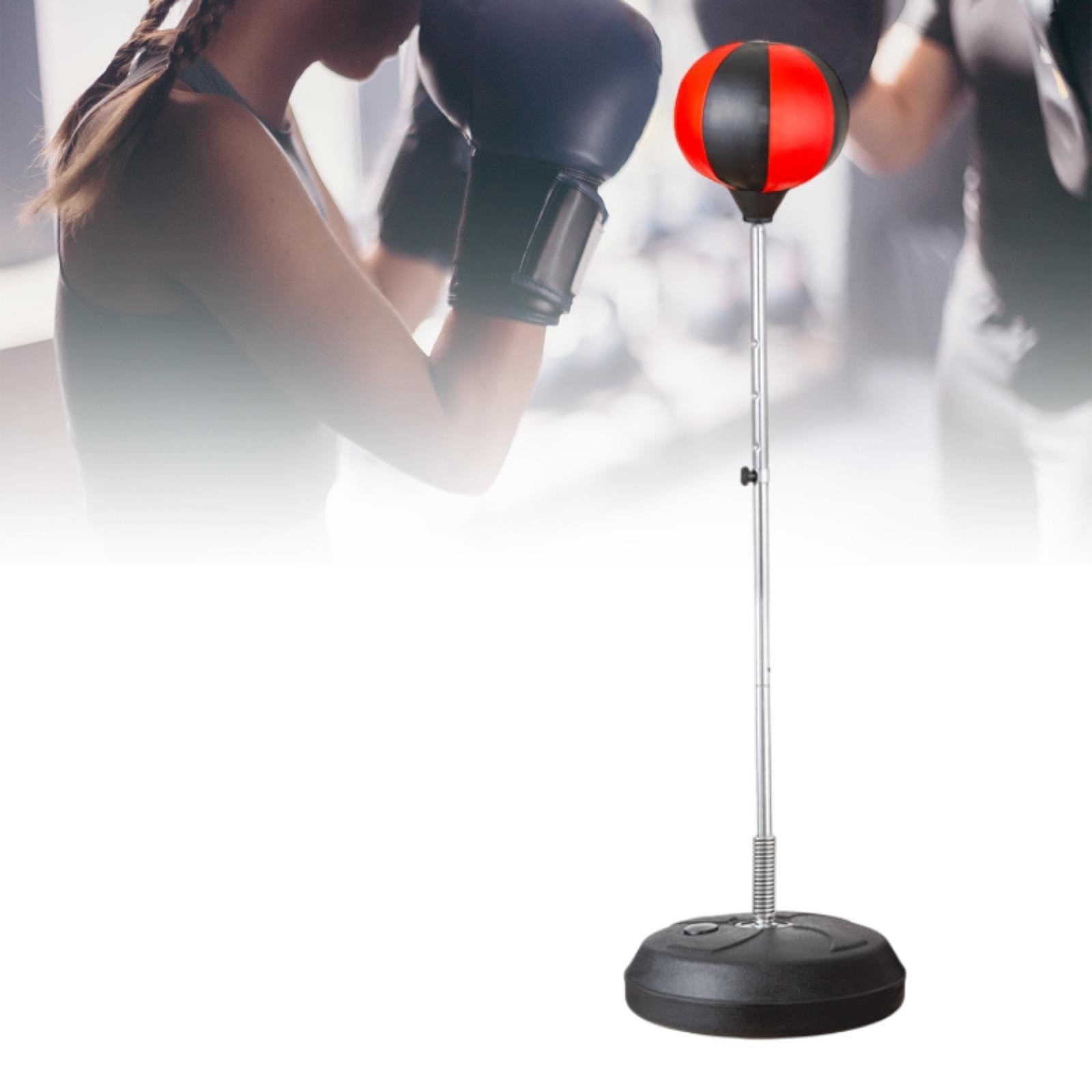 Punching Bag with Stand Stand up Sandbag Focus Reflex Ball Adjustable Height Black Red for Adults