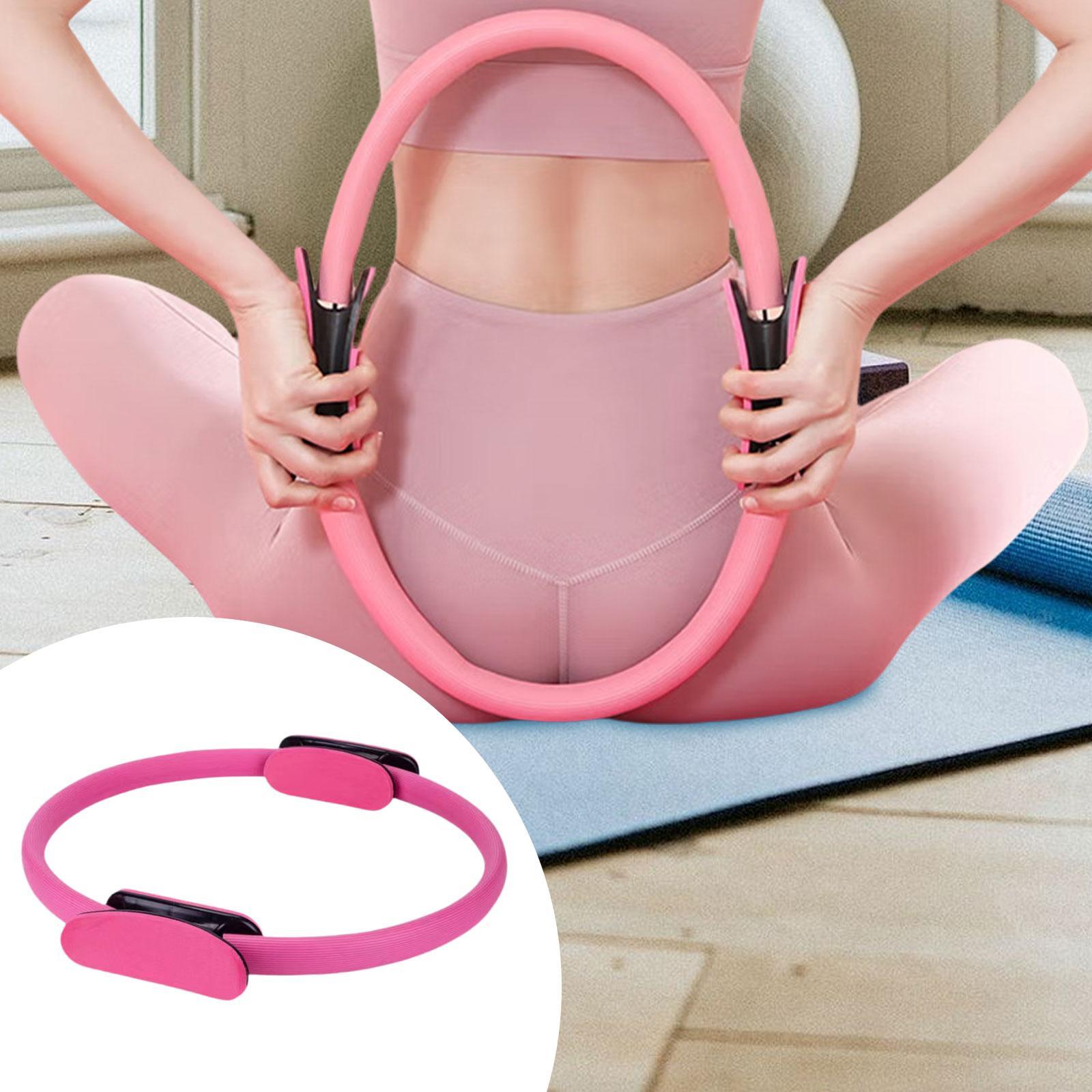 Pilates Hoop Circle Elasticity for Women Girl Home Pilates Equipment Workout Rose Red