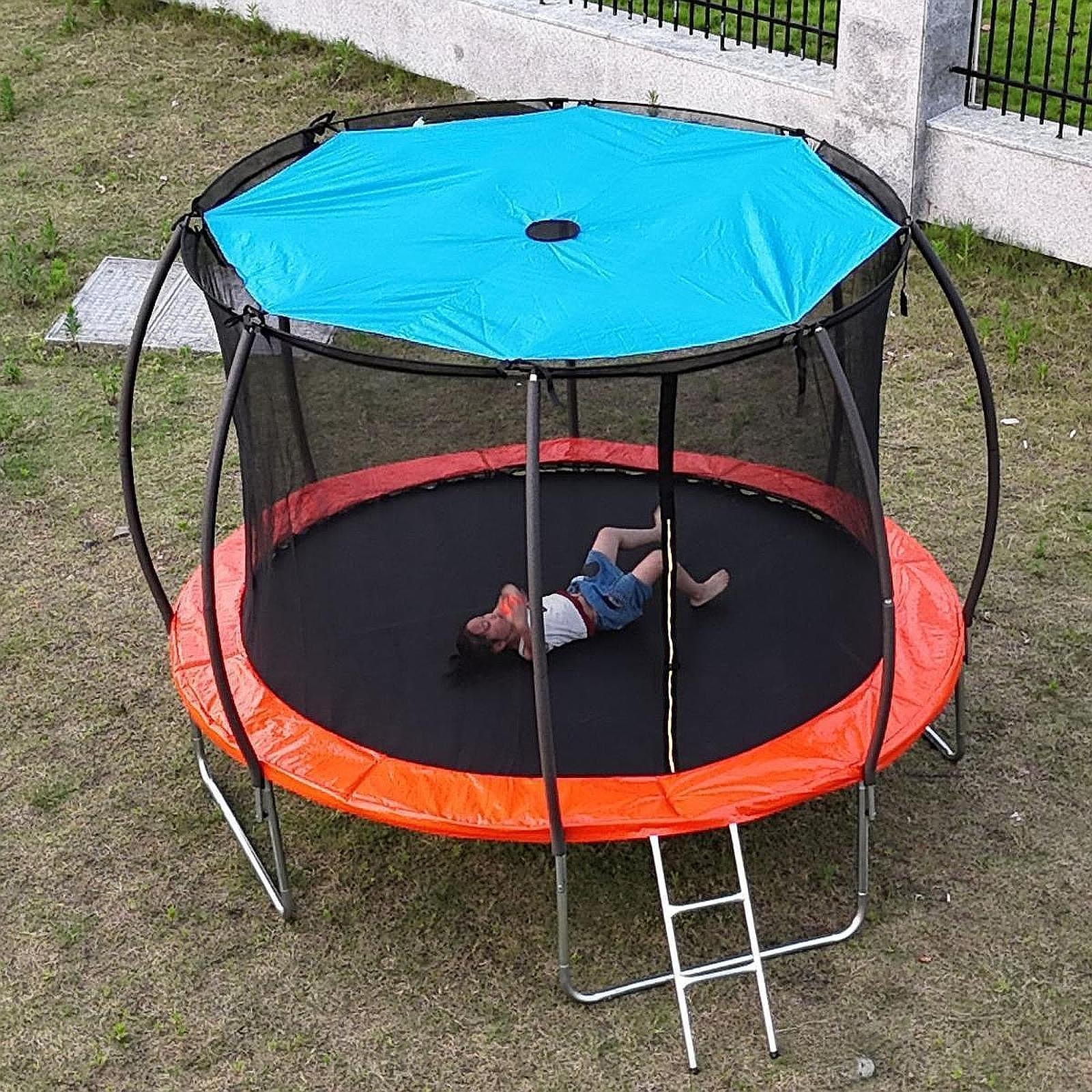 Trampoline Sunshade Cover Backyard Blue Playground Trampoline Sun Protection 4.28M