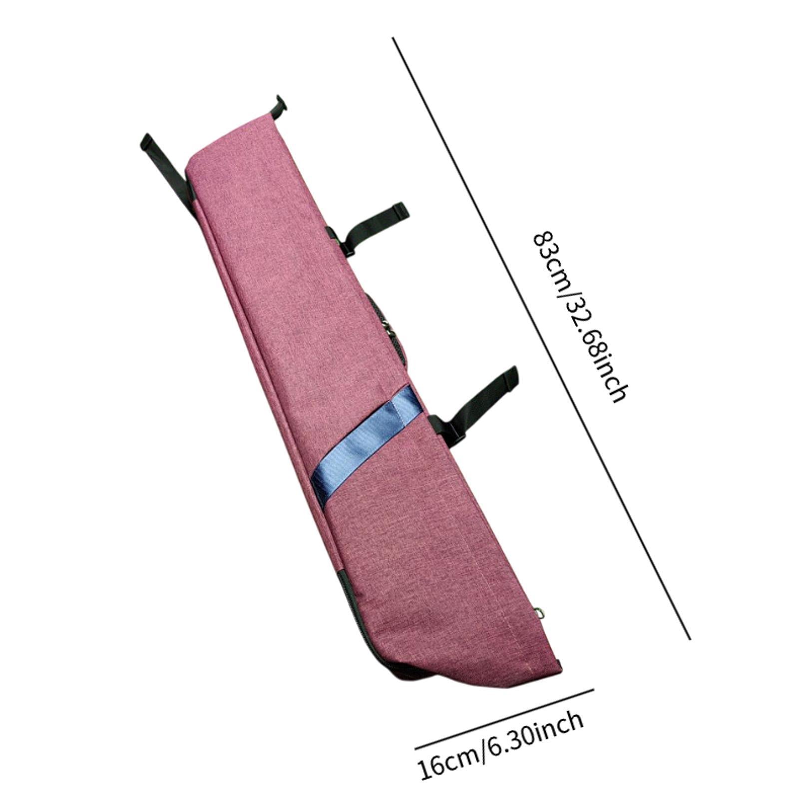 Pool Cue Case Padded 7 Holes Pocket for Outdoor Travel Billiards Accessories Rose red