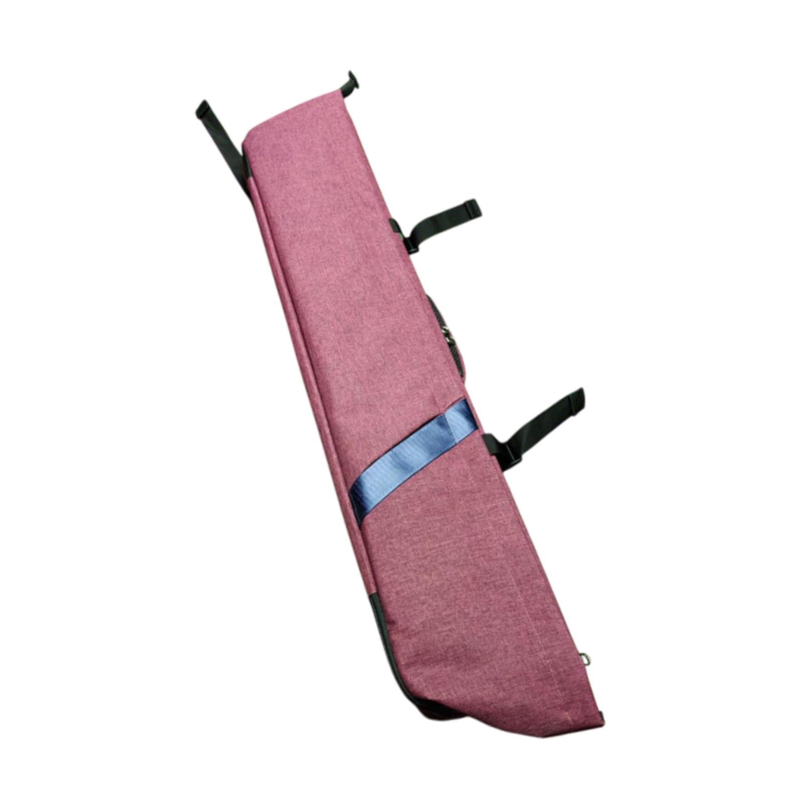 Pool Cue Case Padded 7 Holes Pocket for Outdoor Travel Billiards Accessories Rose red