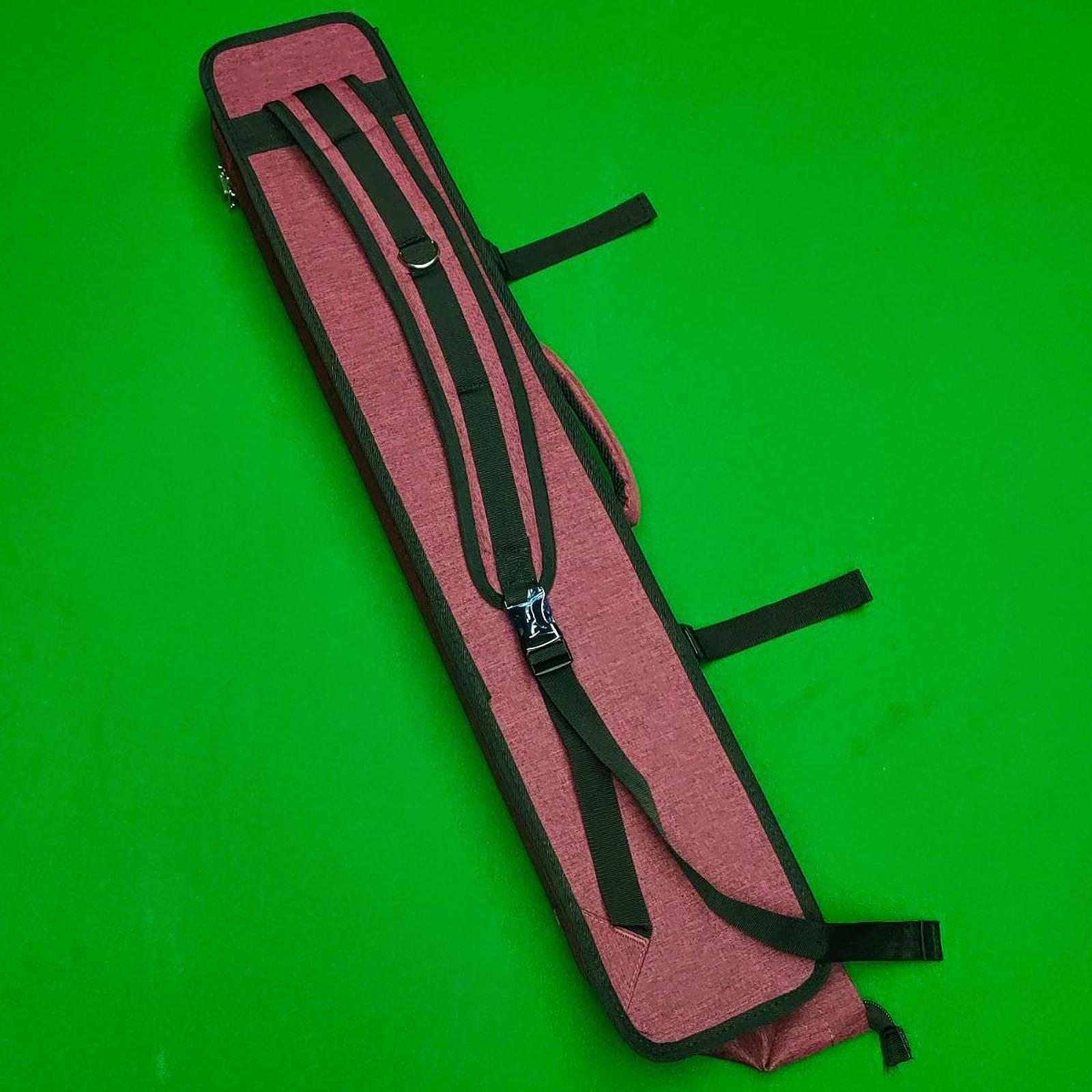 Pool Cue Case Padded 7 Holes Pocket for Outdoor Travel Billiards Accessories Rose red