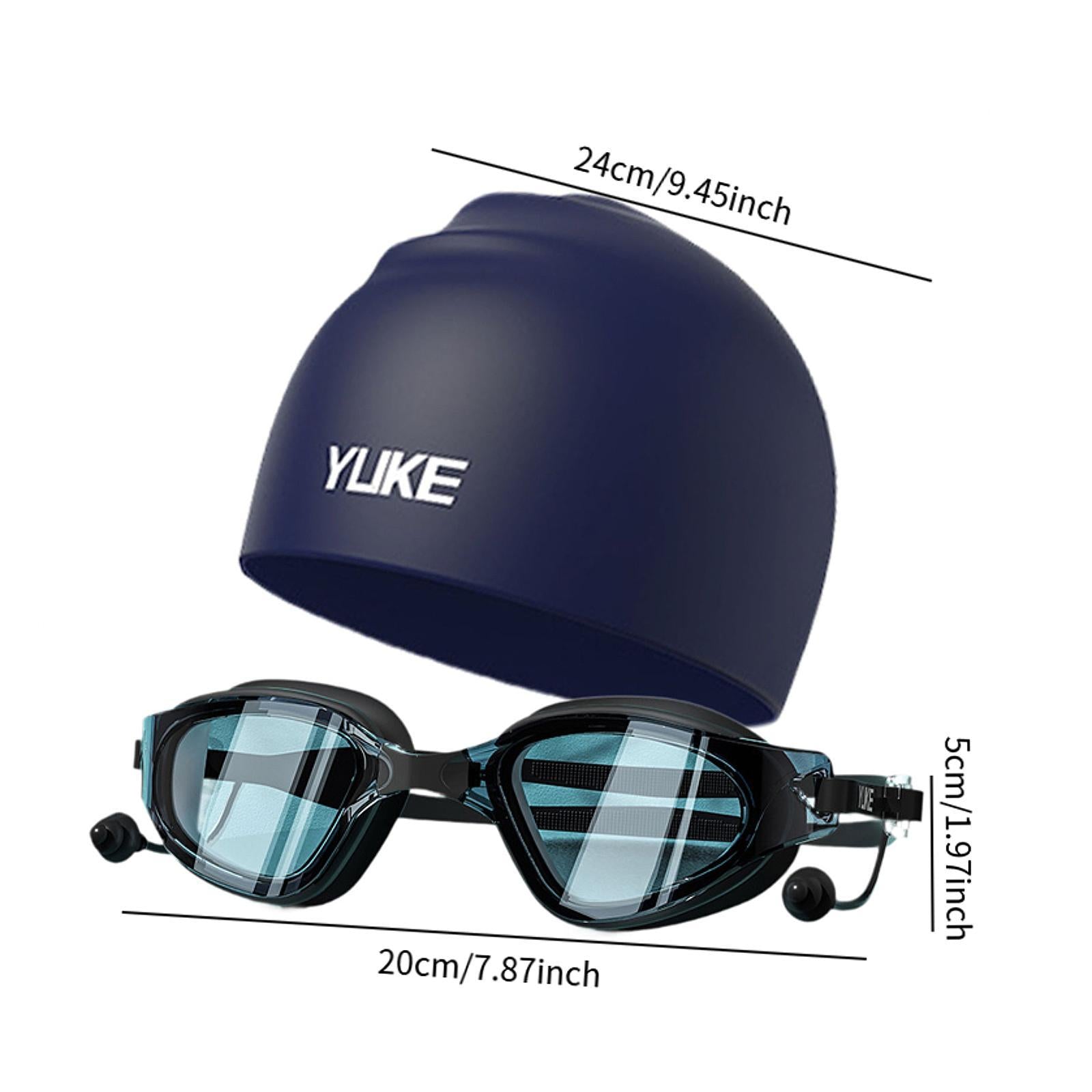 Swim Goggles with Swimming Cap for Adults Anti Fog Pool Goggles Swim Glasses Navy Blue