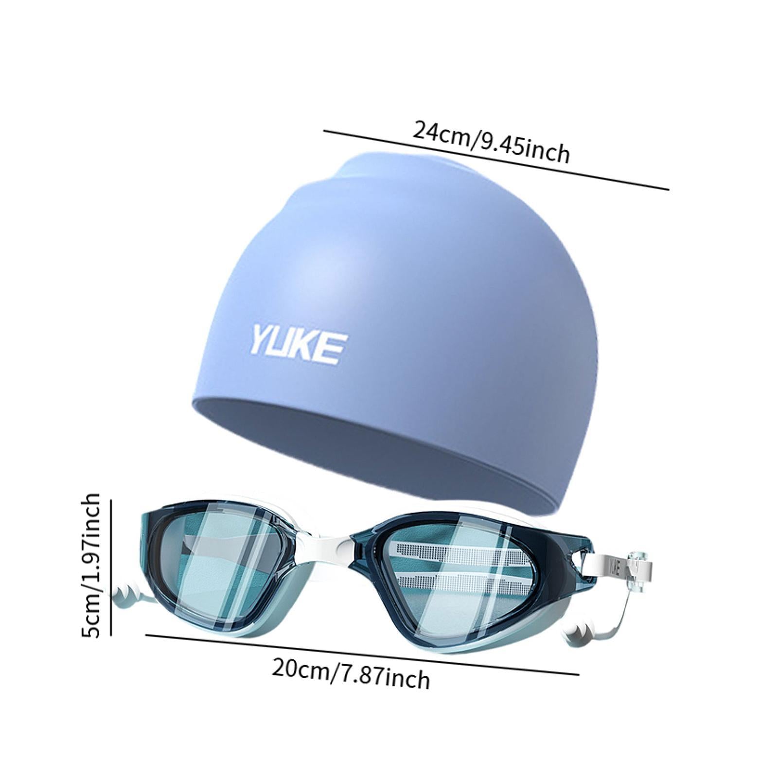 Swim Goggles with Swimming Cap for Adults Anti Fog Pool Goggles Swim Glasses Blue