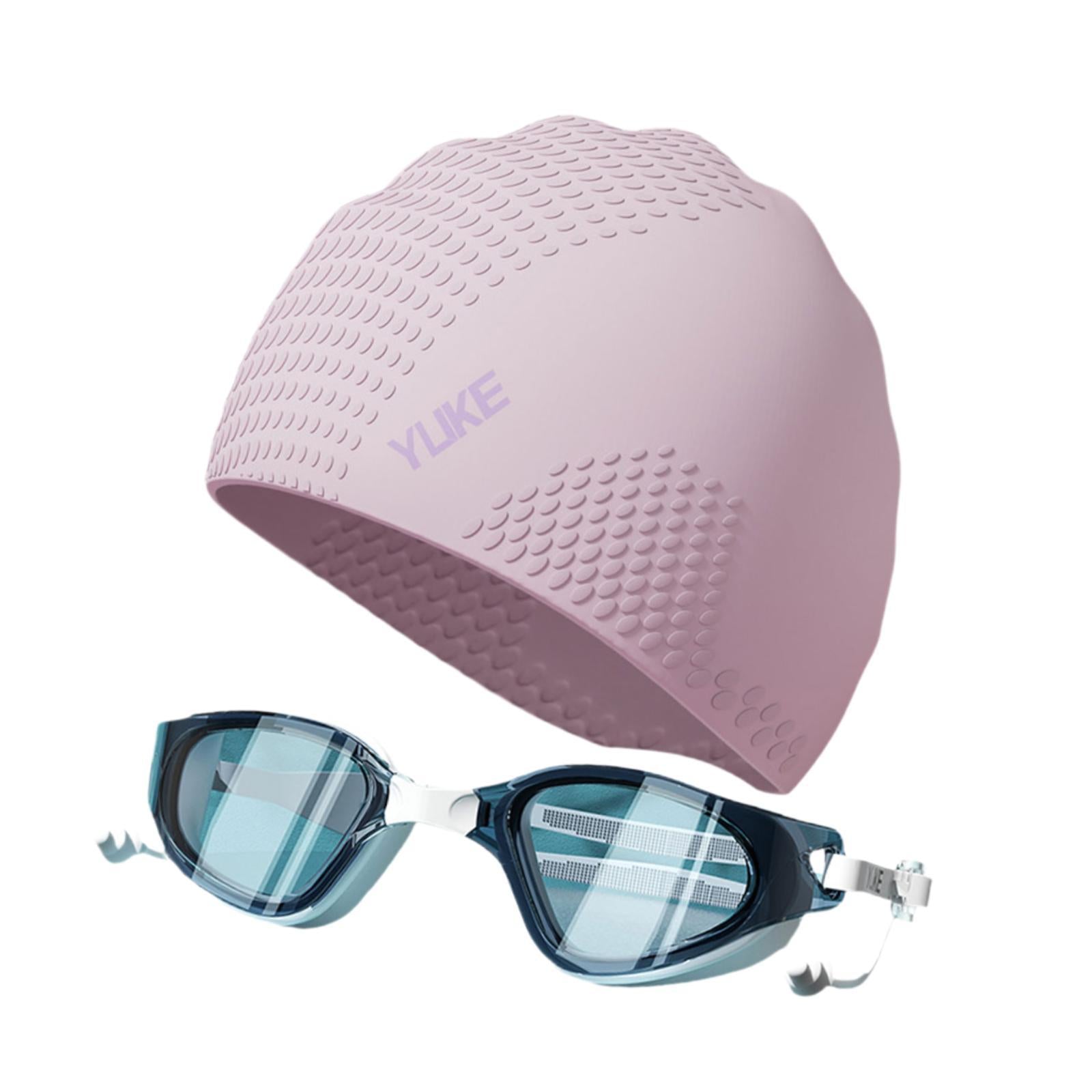 Swim Goggles with Swimming Cap Adjustable for Women and Men Swimming Goggles Purple