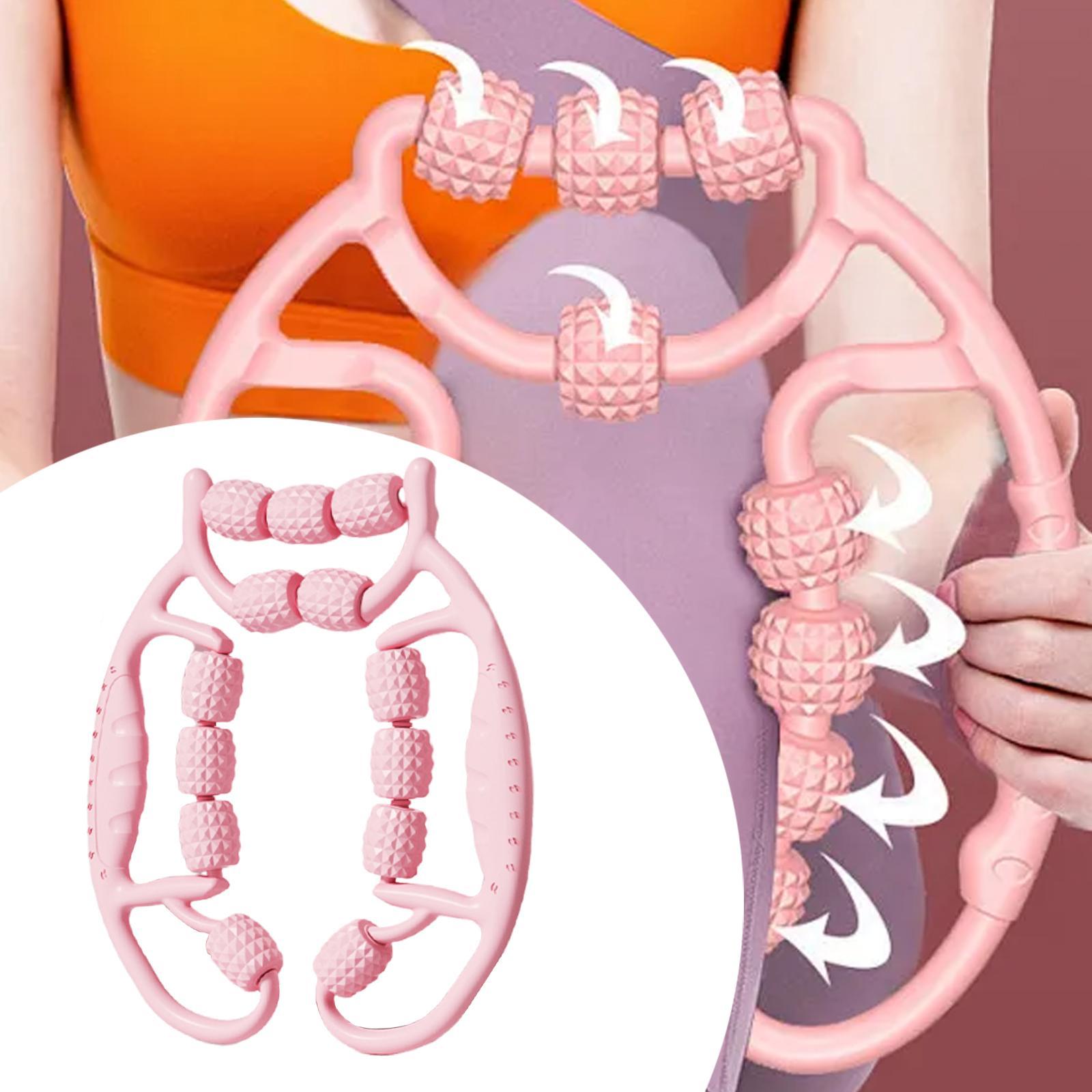 Portable 13 Wheels Leg Massage Roller for Indoor Sports Bodybuilding Workout Pink