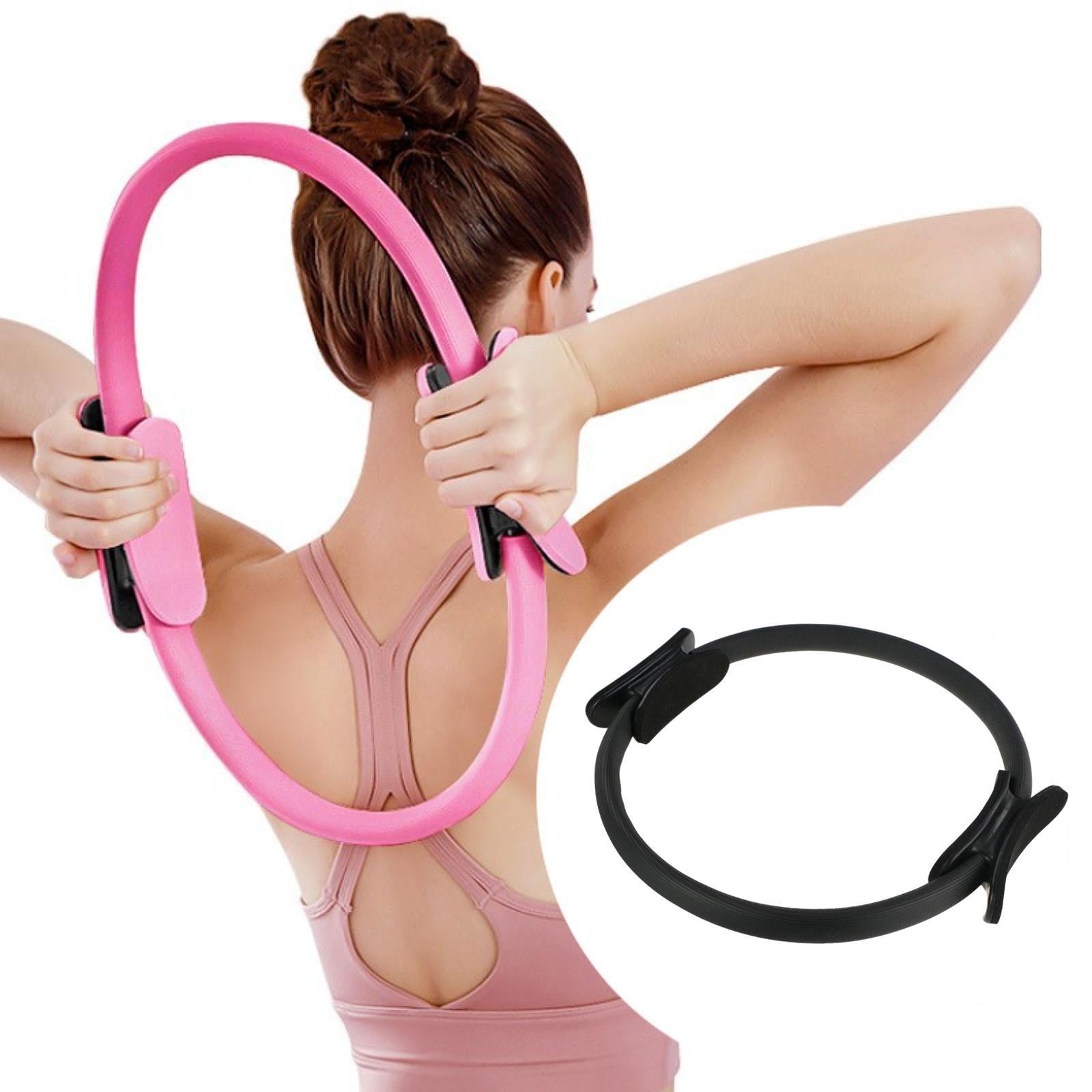 Pilates Ring Circle Workout for Women Men for Back Abdominal Muscle Shoulder Black