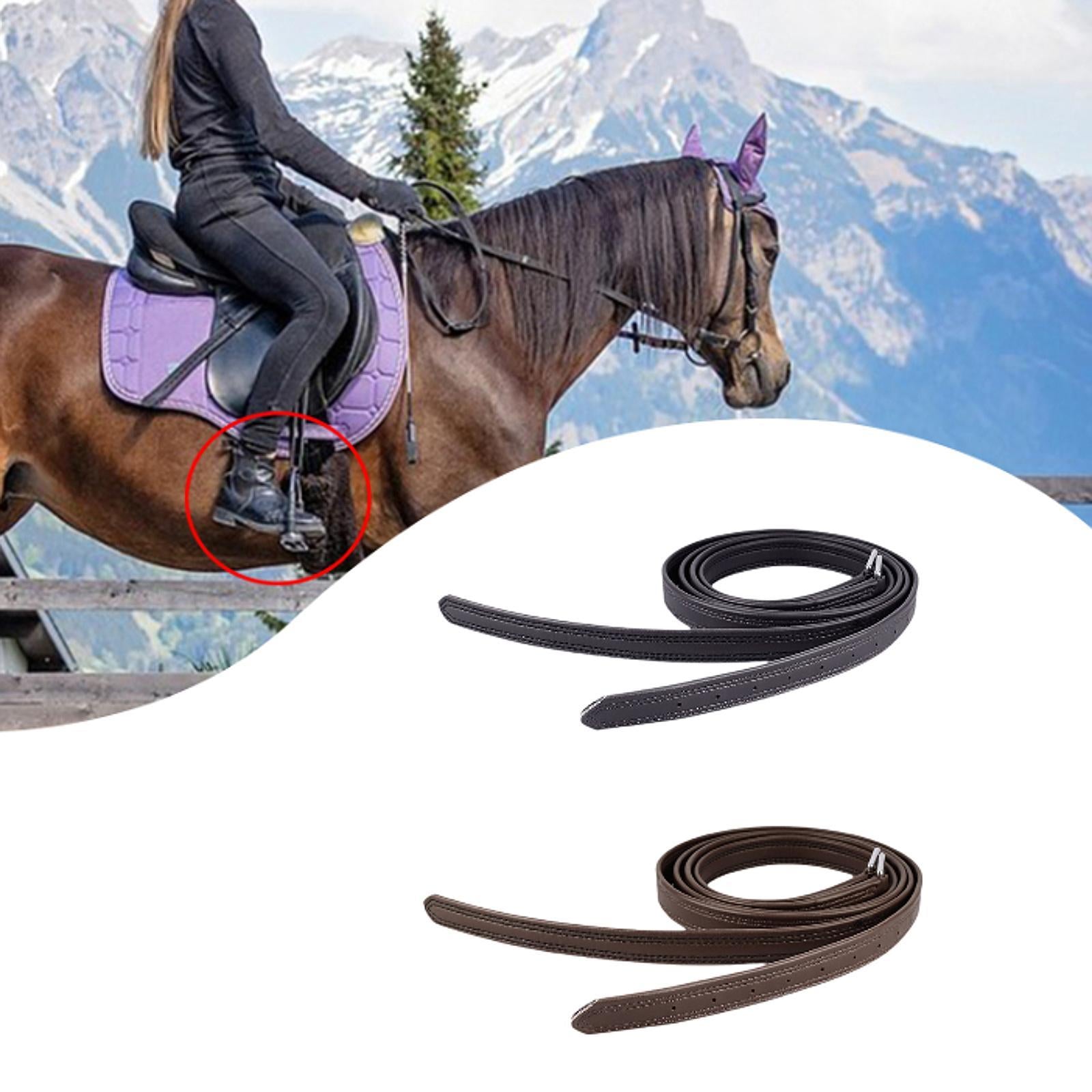 2x Straight Leather Non Stretch with Stainless Steel Buckles Equestrian Gear Black