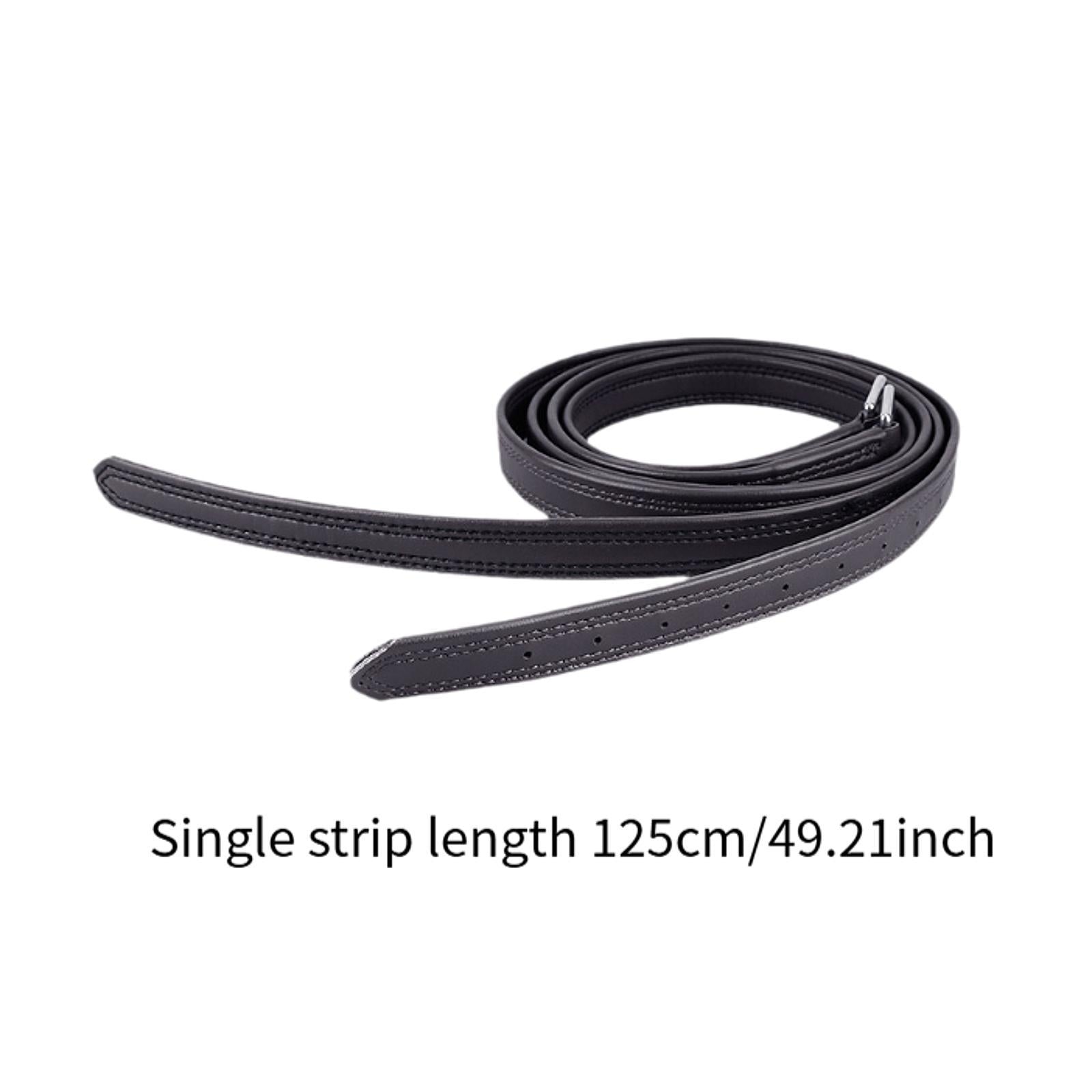 2x Straight Leather Non Stretch with Stainless Steel Buckles Equestrian Gear Black