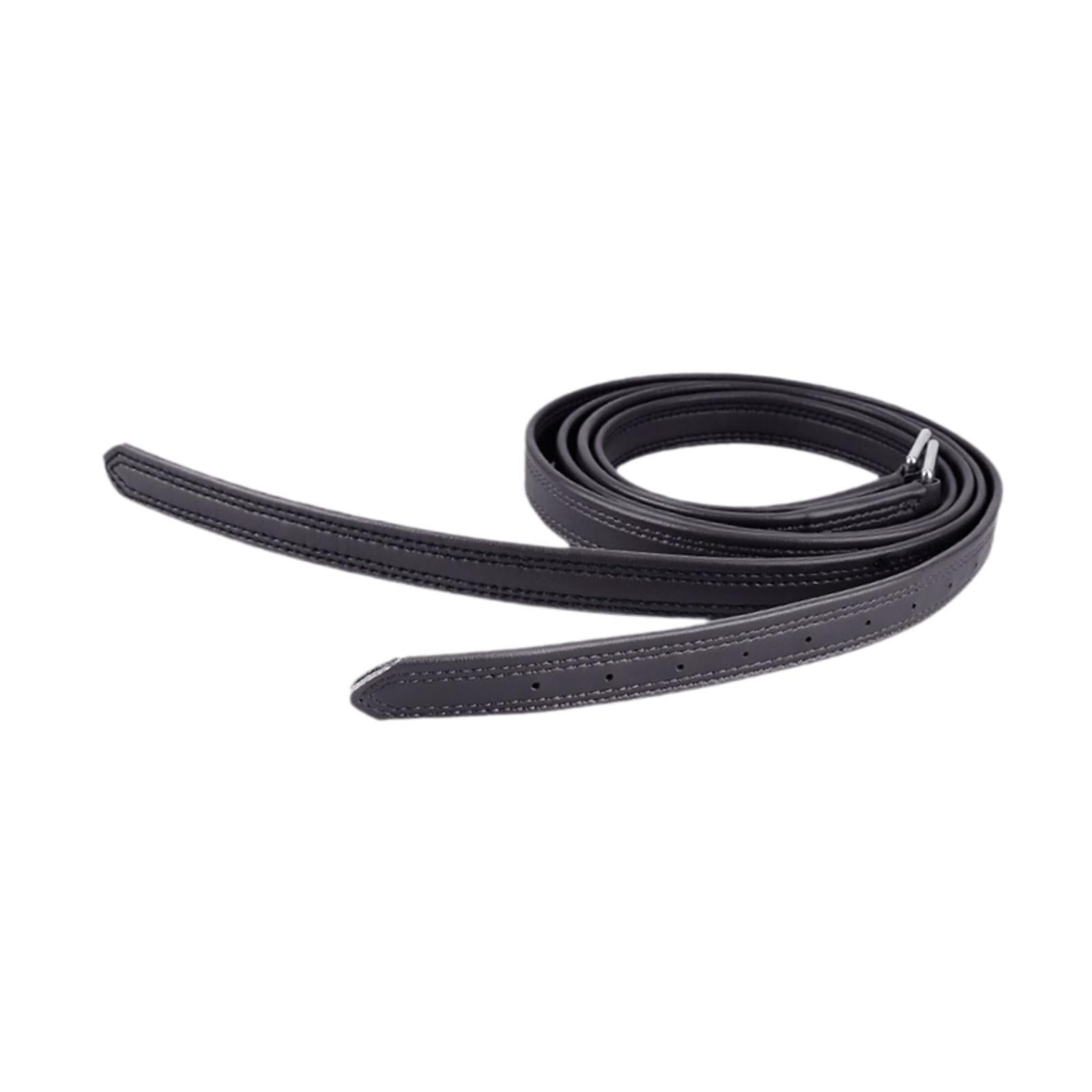 2x Straight Leather Non Stretch with Stainless Steel Buckles Equestrian Gear Black