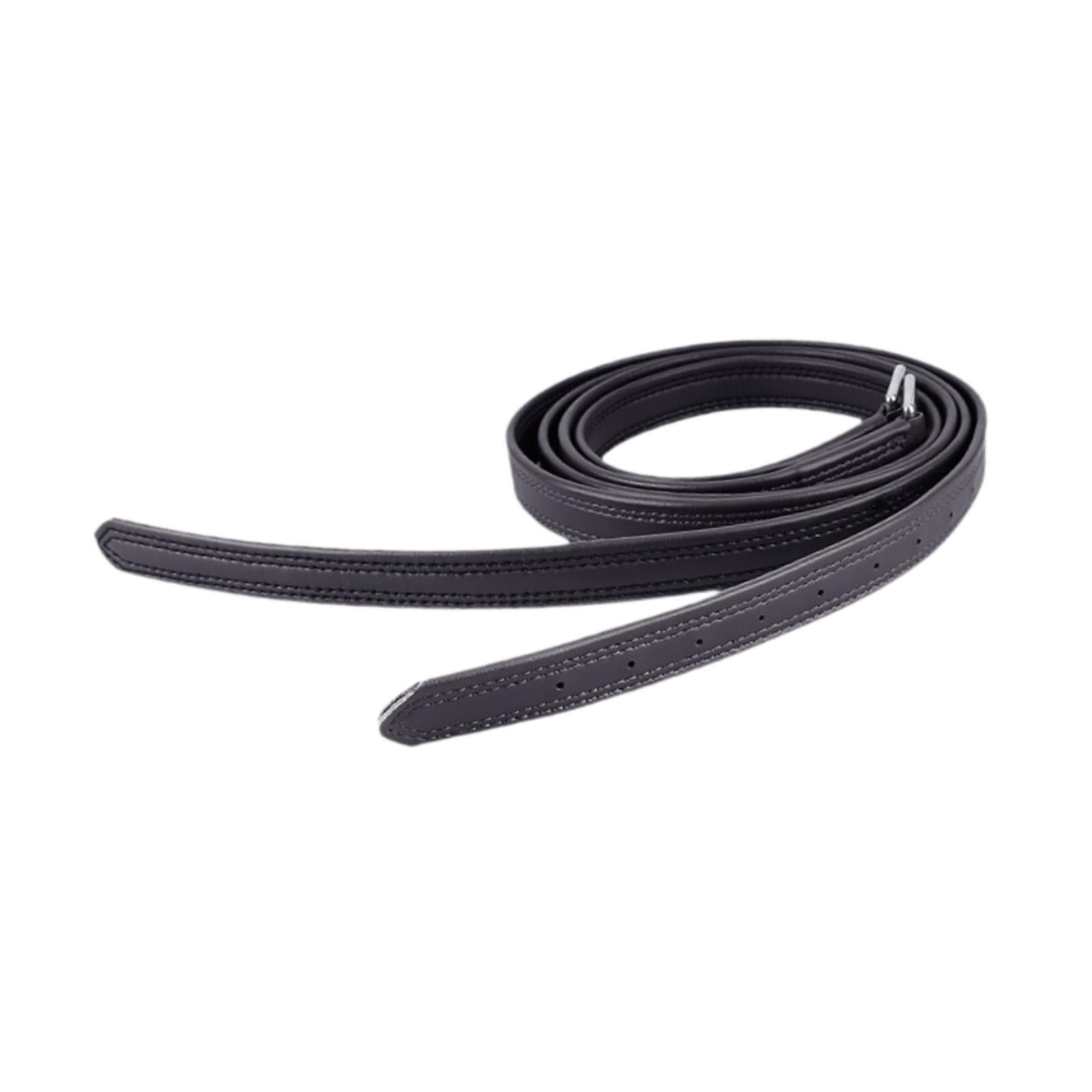 2x Straight Leather Non Stretch with Stainless Steel Buckles Equestrian Gear Black