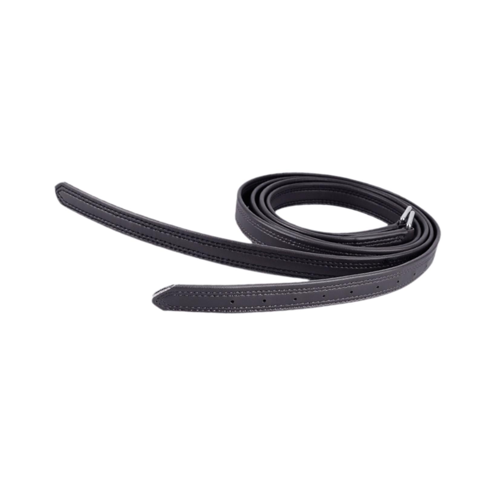2x Straight Leather Non Stretch with Stainless Steel Buckles Equestrian Gear Black