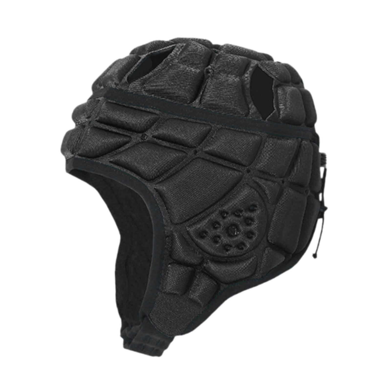 Rugby Helmet Ultralight Shockproof Protective Cap for Training Soccer Adults Black