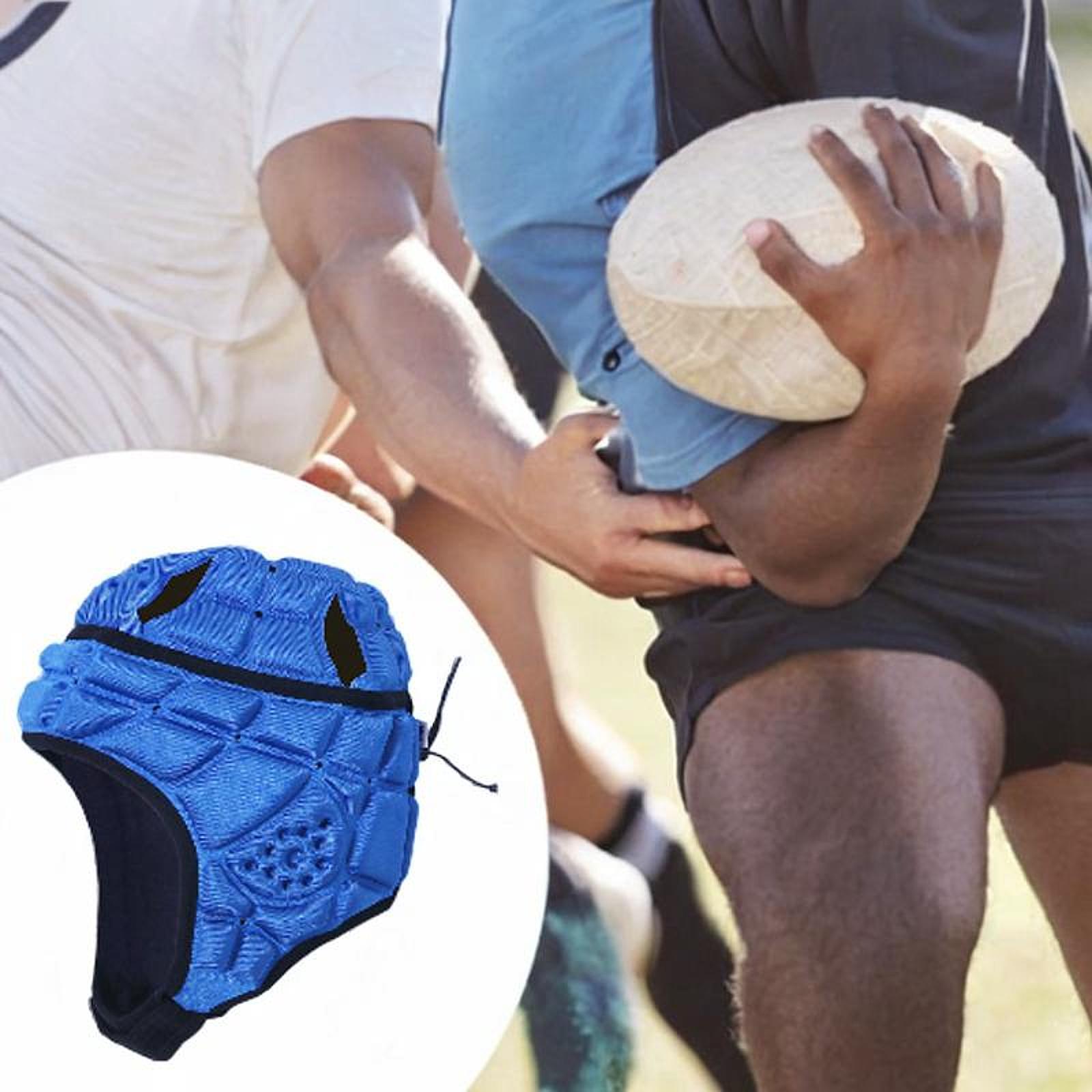 Rugby Helmet Ultralight Shockproof Protective Cap for Training Soccer Adults Blue