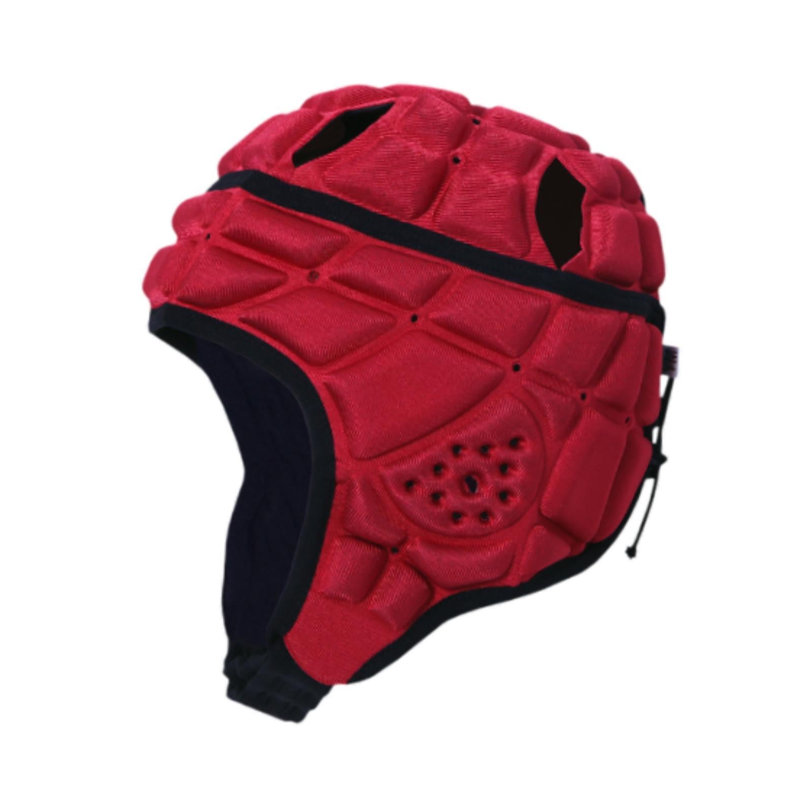 Rugby Helmet Ultralight Shockproof Protective Cap for Training Soccer Adults Red