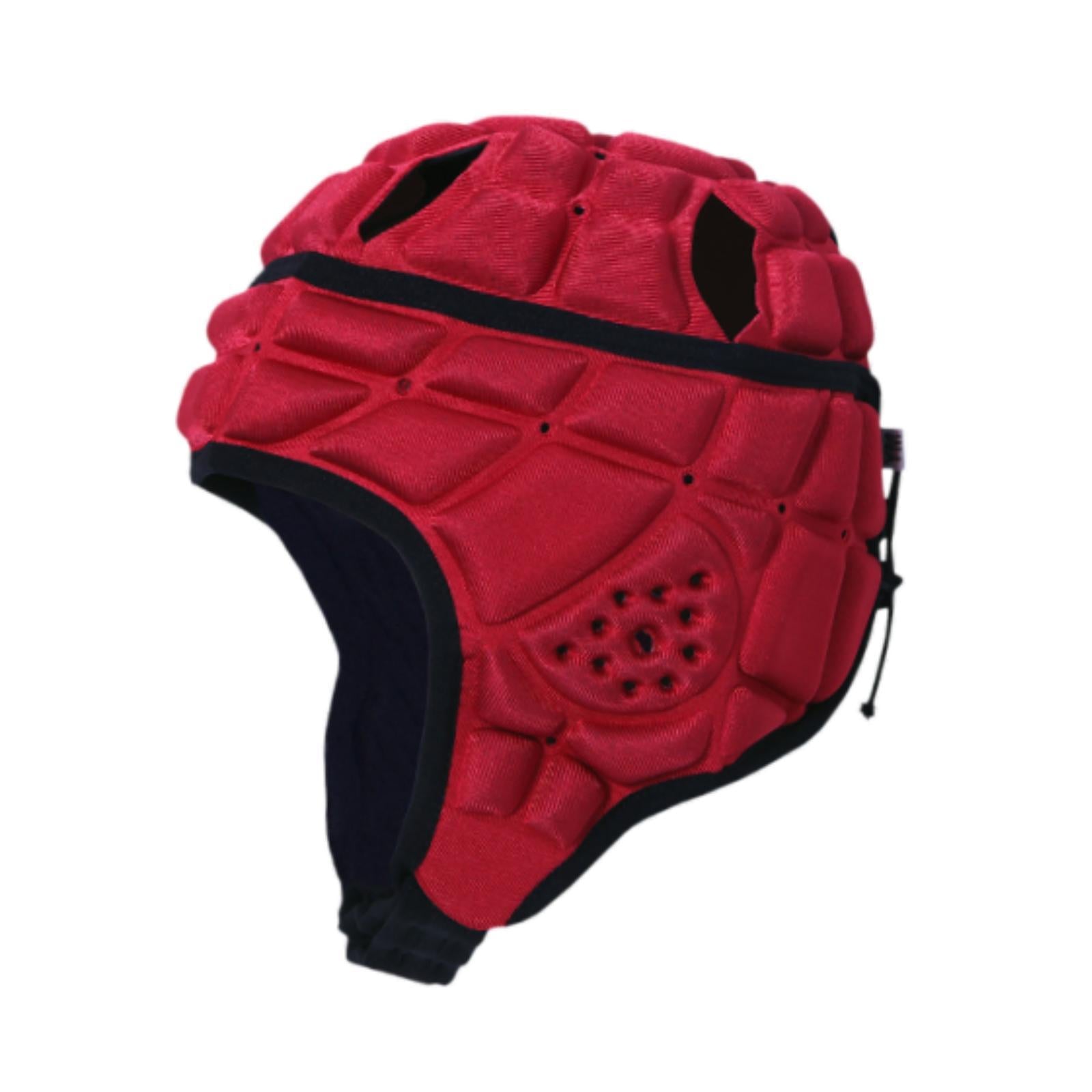 Rugby Helmet Ultralight Shockproof Protective Cap for Training Soccer Adults Red