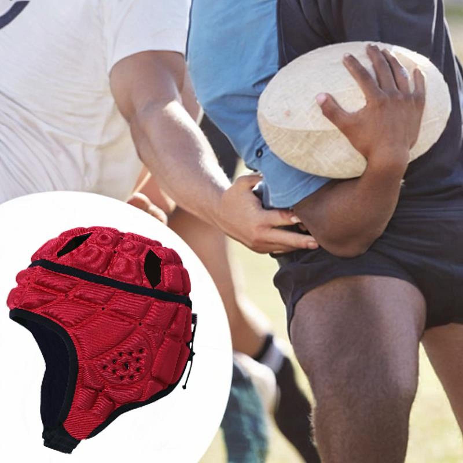 Rugby Helmet Ultralight Shockproof Protective Cap for Training Soccer Adults Red