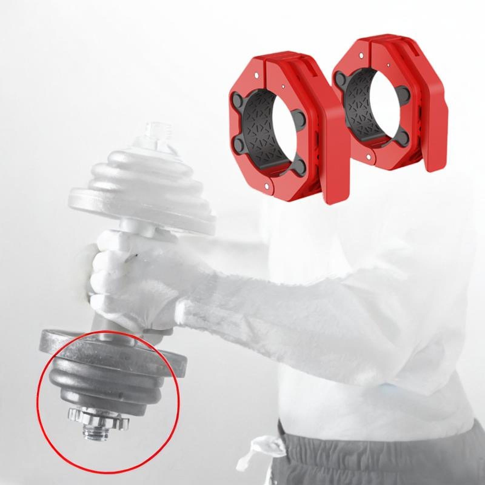 2 Pieces Barbell Collars Barbell Lock Collar Clips for Home Gym Dumbbell Bar Red