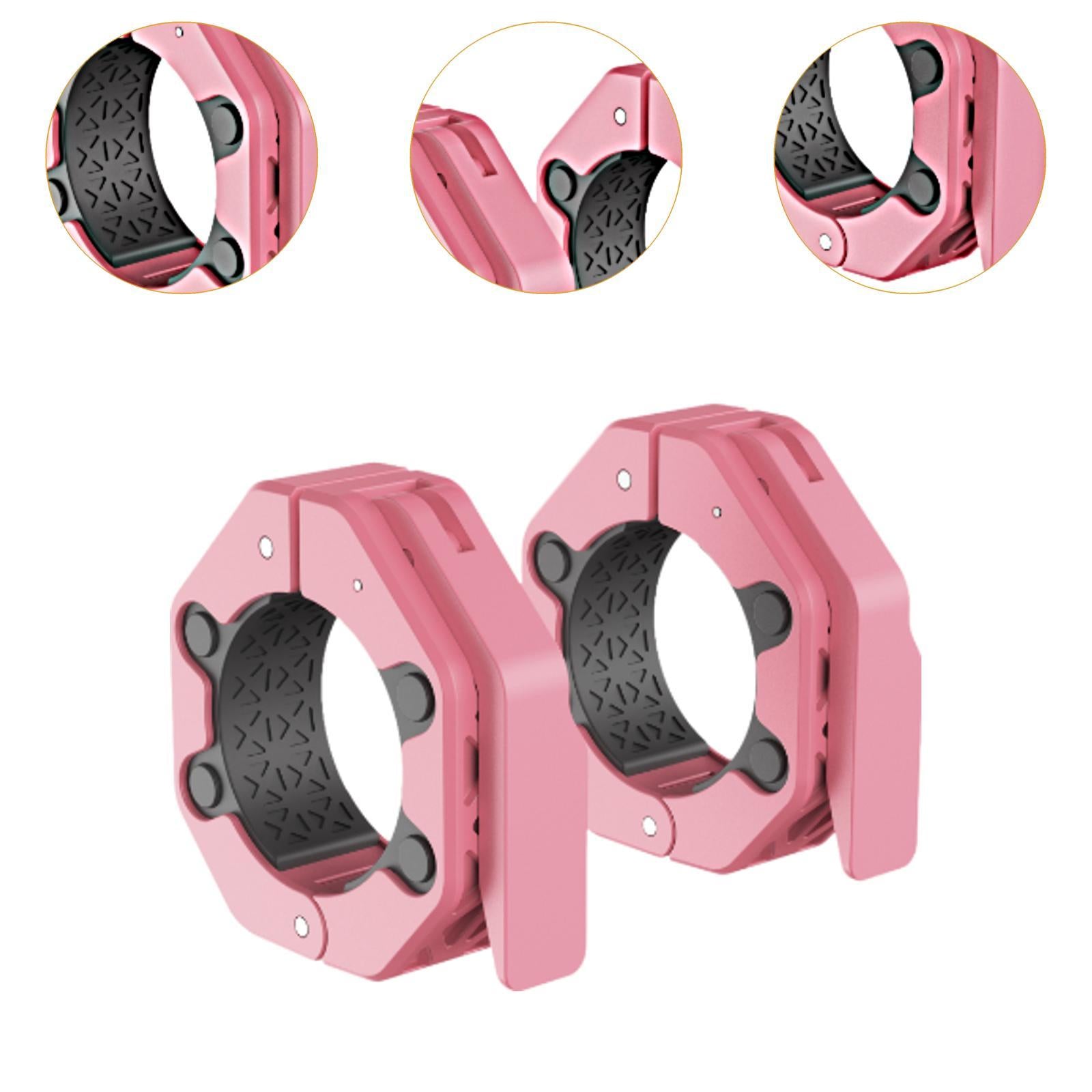 2 Pieces Barbell Collars Barbell Lock Collar Clips for Home Gym Dumbbell Bar Pink
