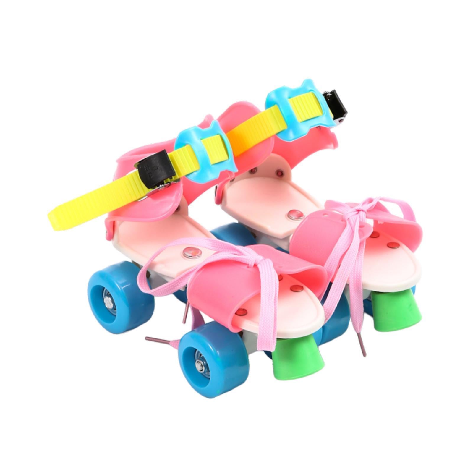 Adjustable Roller Skates for Kids Four Wheels for Children Ages 3-6 Beginner Colorful Pink