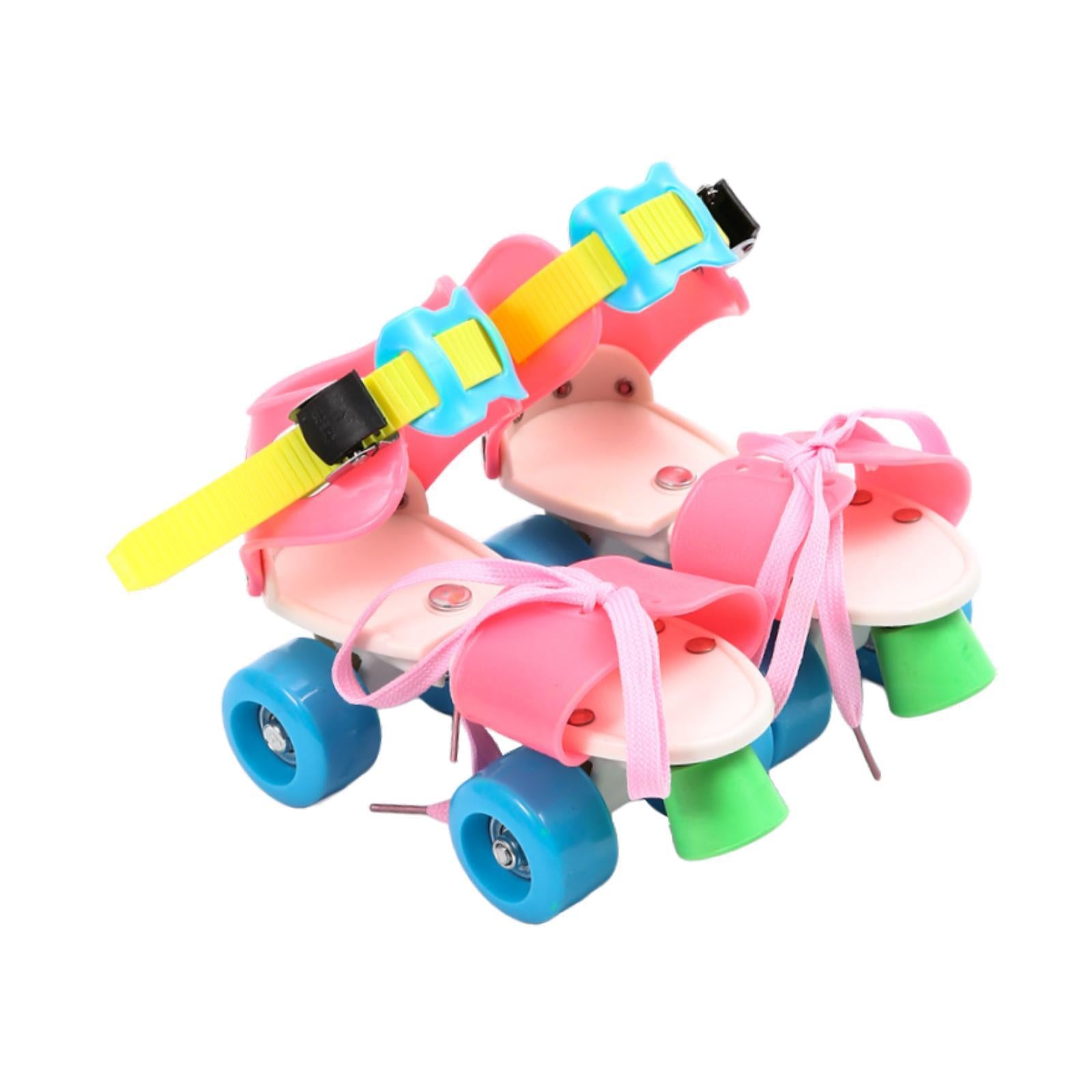 Adjustable Roller Skates for Kids Four Wheels for Children Ages 3-6 Beginner Colorful Pink