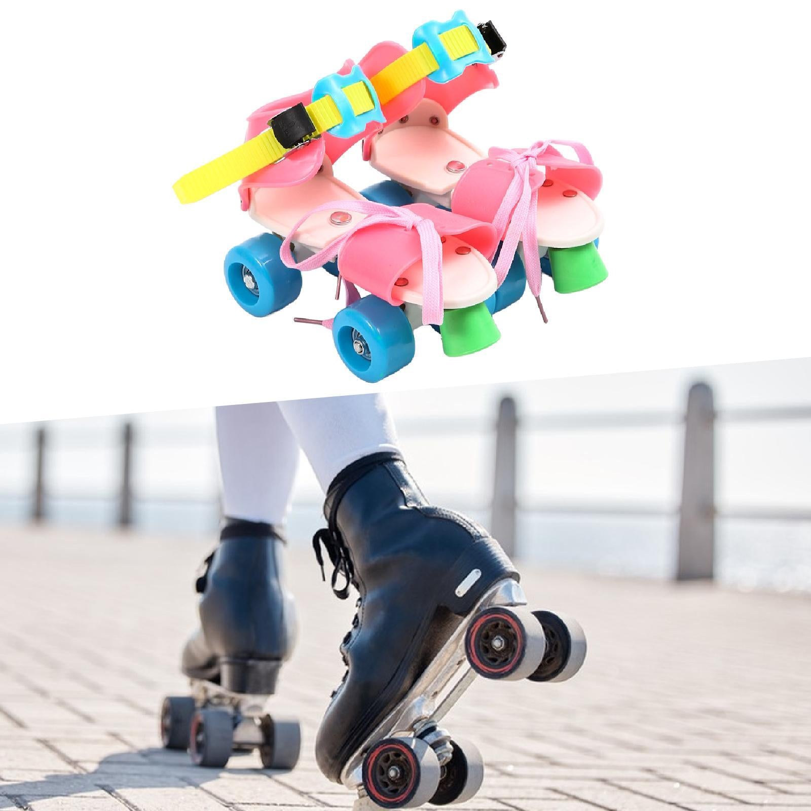 Adjustable Roller Skates for Kids Four Wheels for Children Ages 3-6 Beginner Colorful Pink