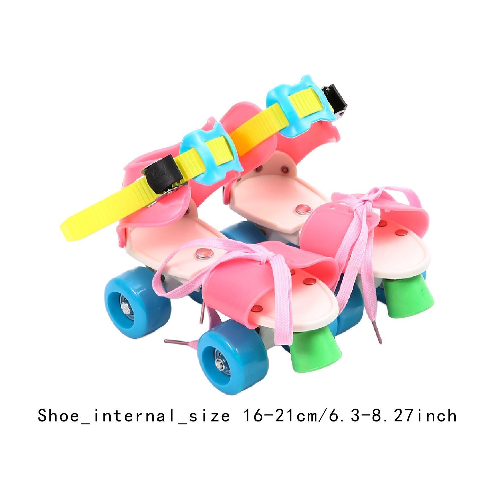 Adjustable Roller Skates for Kids Four Wheels for Children Ages 3-6 Beginner Colorful Pink
