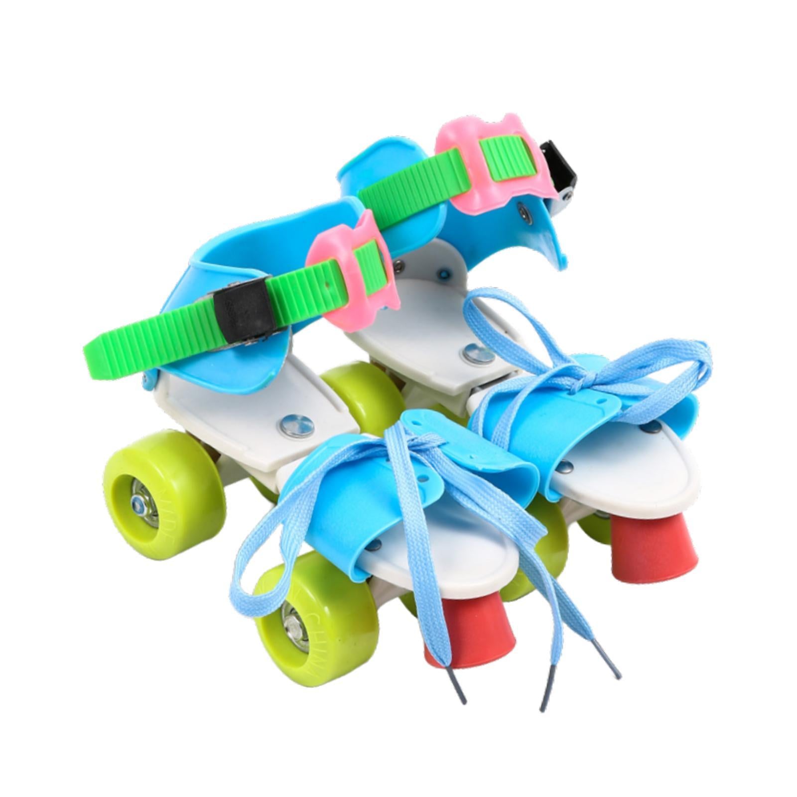 Adjustable Roller Skates for Kids Four Wheels for Children Ages 3-6 Beginner Colorful Blue