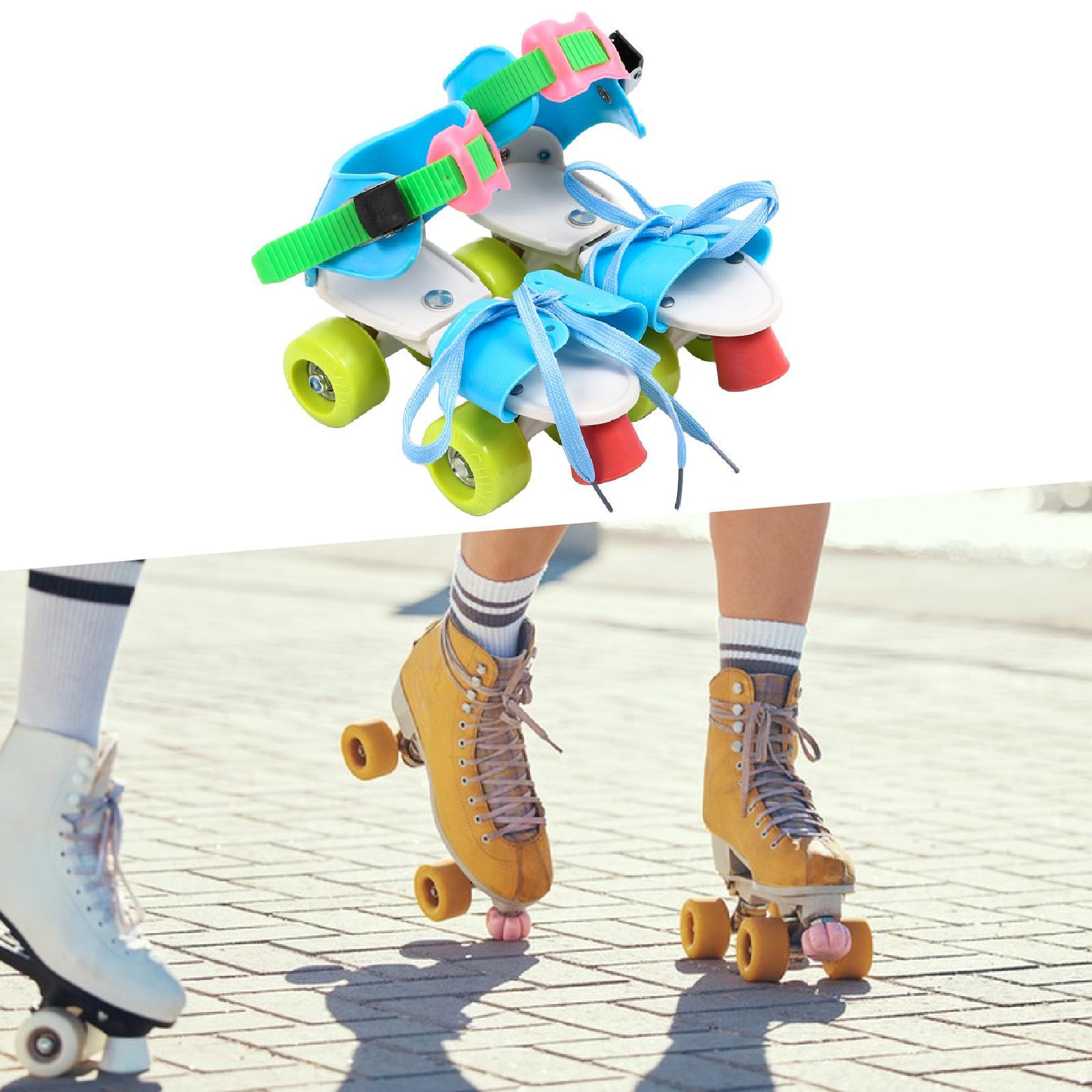 Adjustable Roller Skates for Kids Four Wheels for Children Ages 3-6 Beginner Colorful Blue