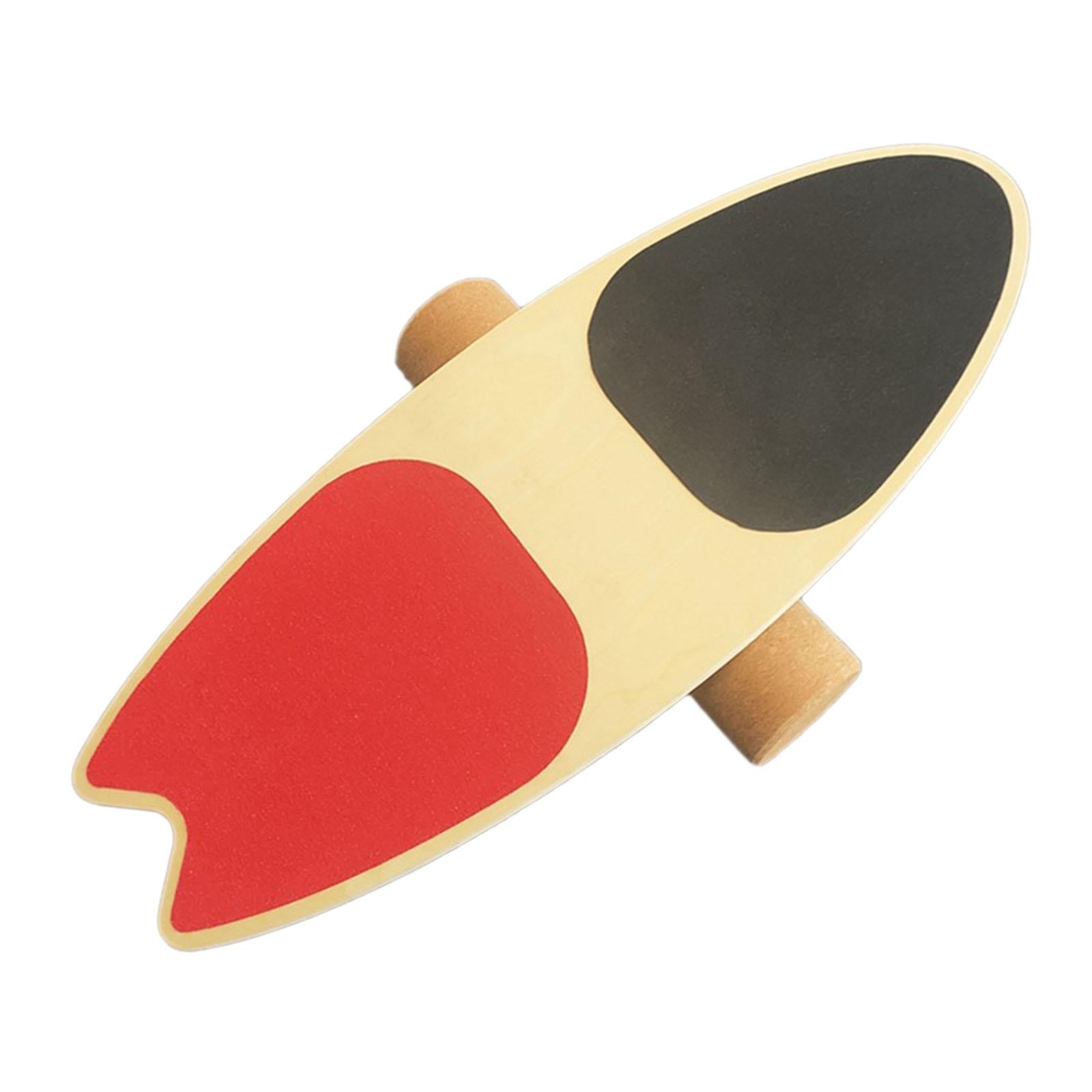 Wooden Balance Board Balancing Stability Tool for Improving Core Strength Red End Forked