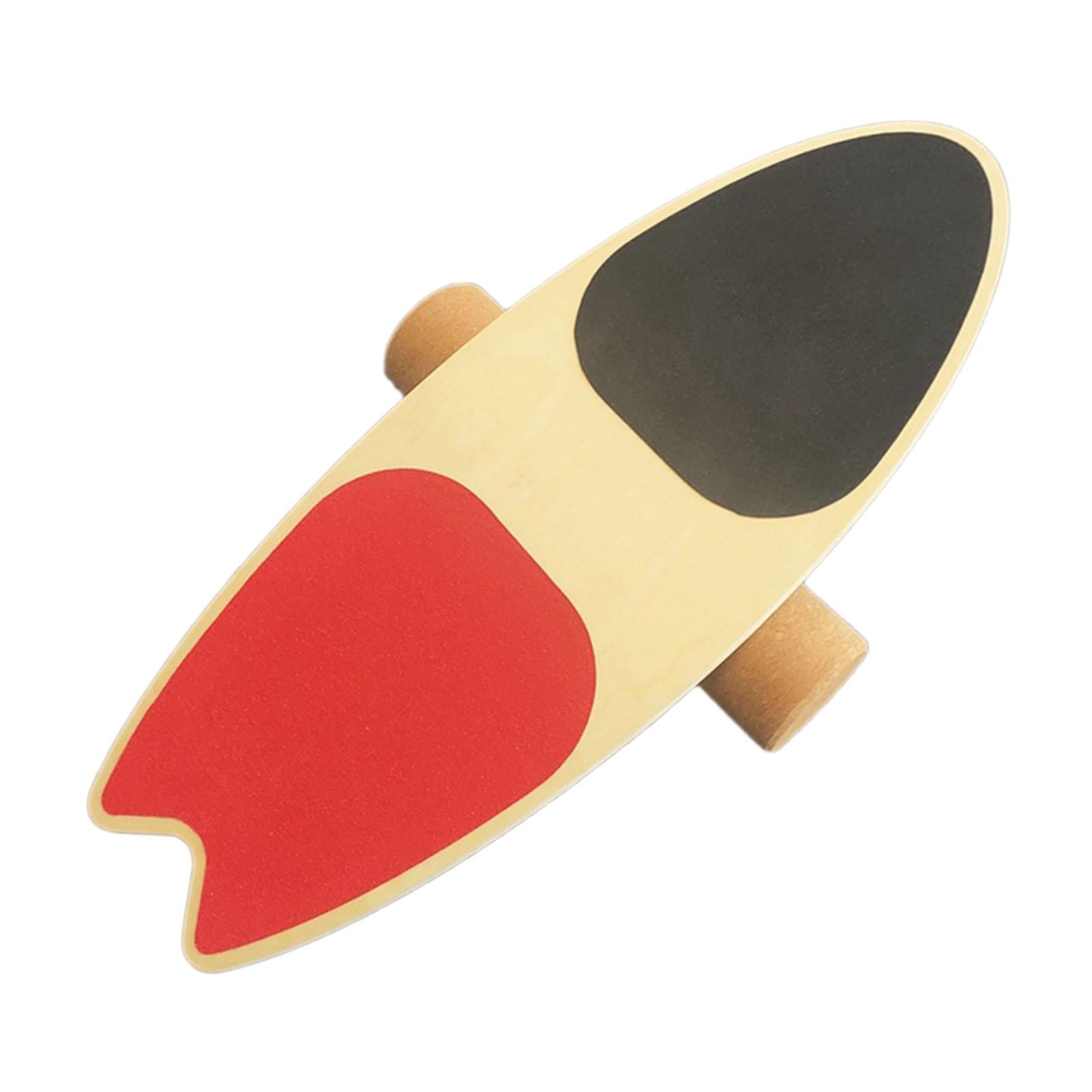 Wooden Balance Board Balancing Stability Tool for Improving Core Strength Red End Forked