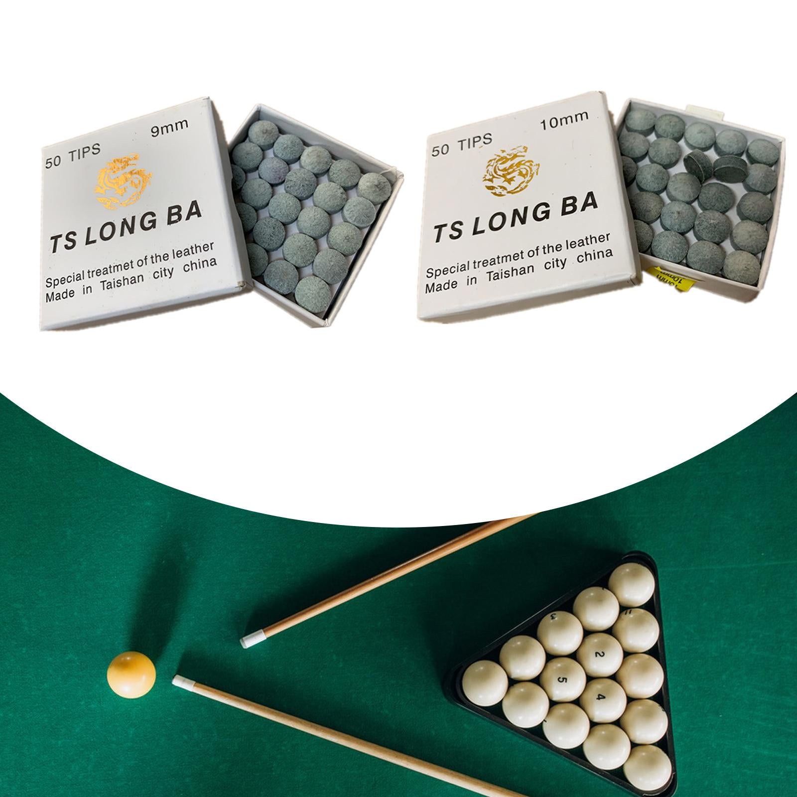 50x Billiard Tips Repair Tools Cue Stick Heads for Beginner Snooker Repairing 9mm
