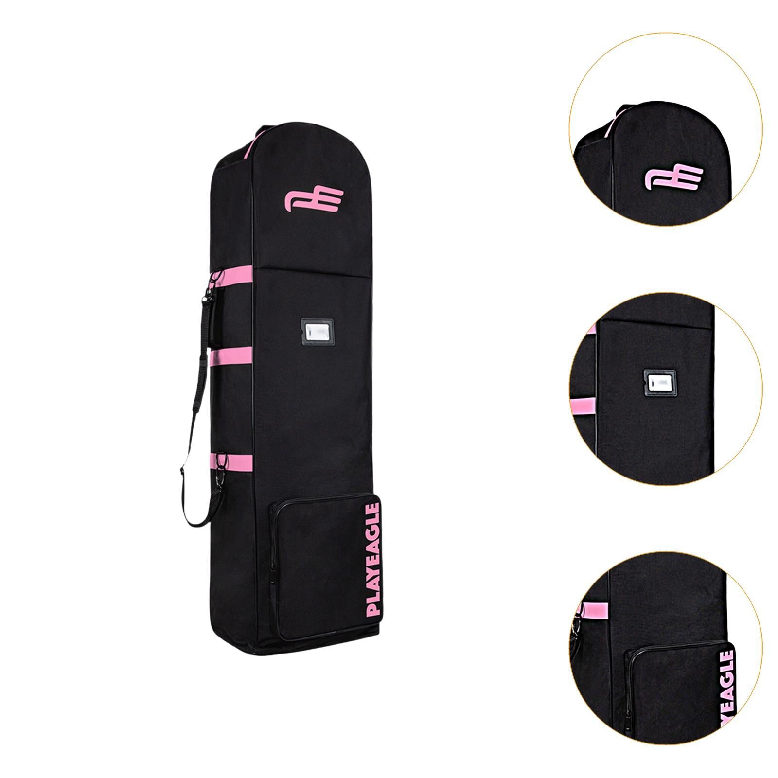 Golf Travel Bag for Airlines Portable with Wheels Zipper Golf Club Bag Cover Pink