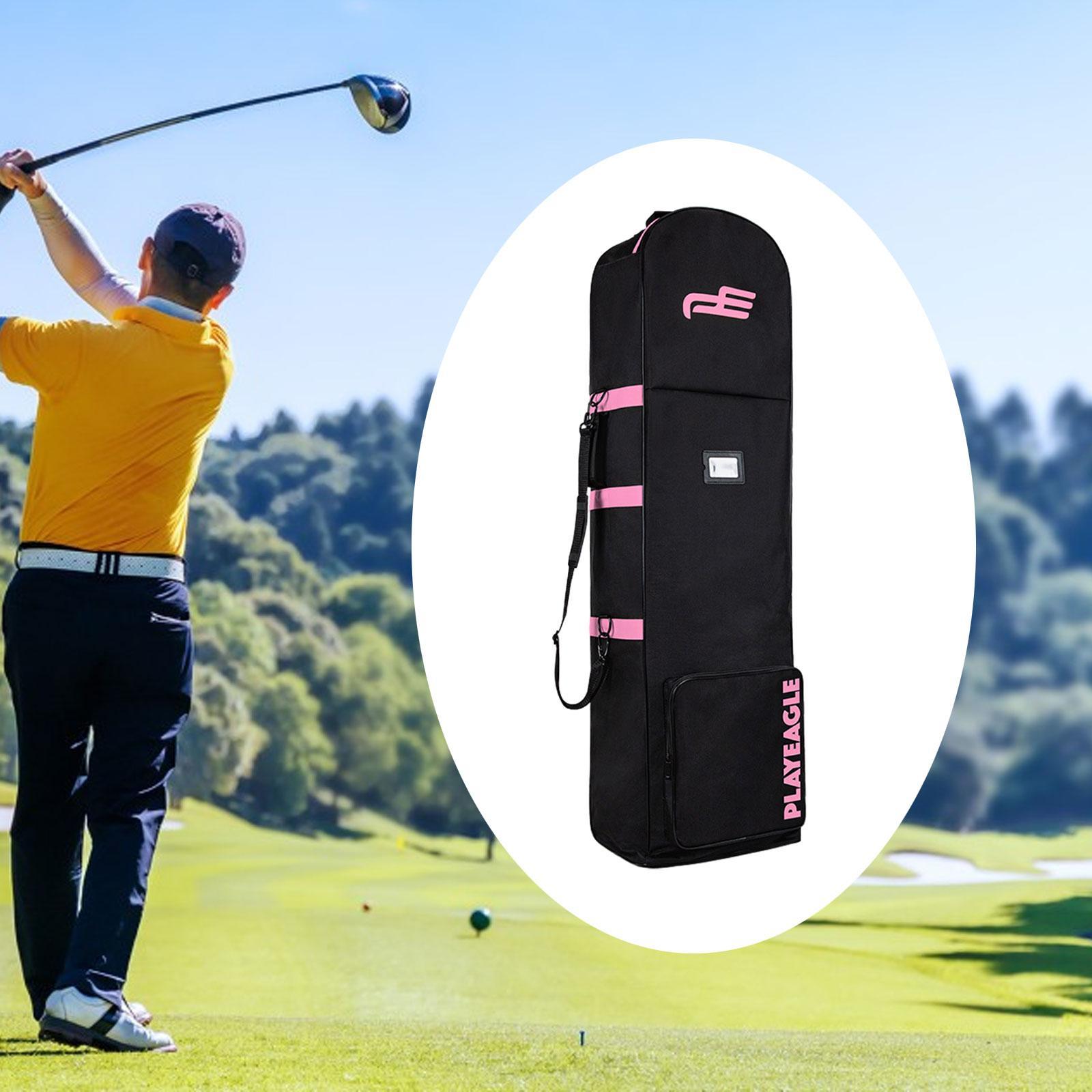 Golf Travel Bag for Airlines Portable with Wheels Zipper Golf Club Bag Cover Pink