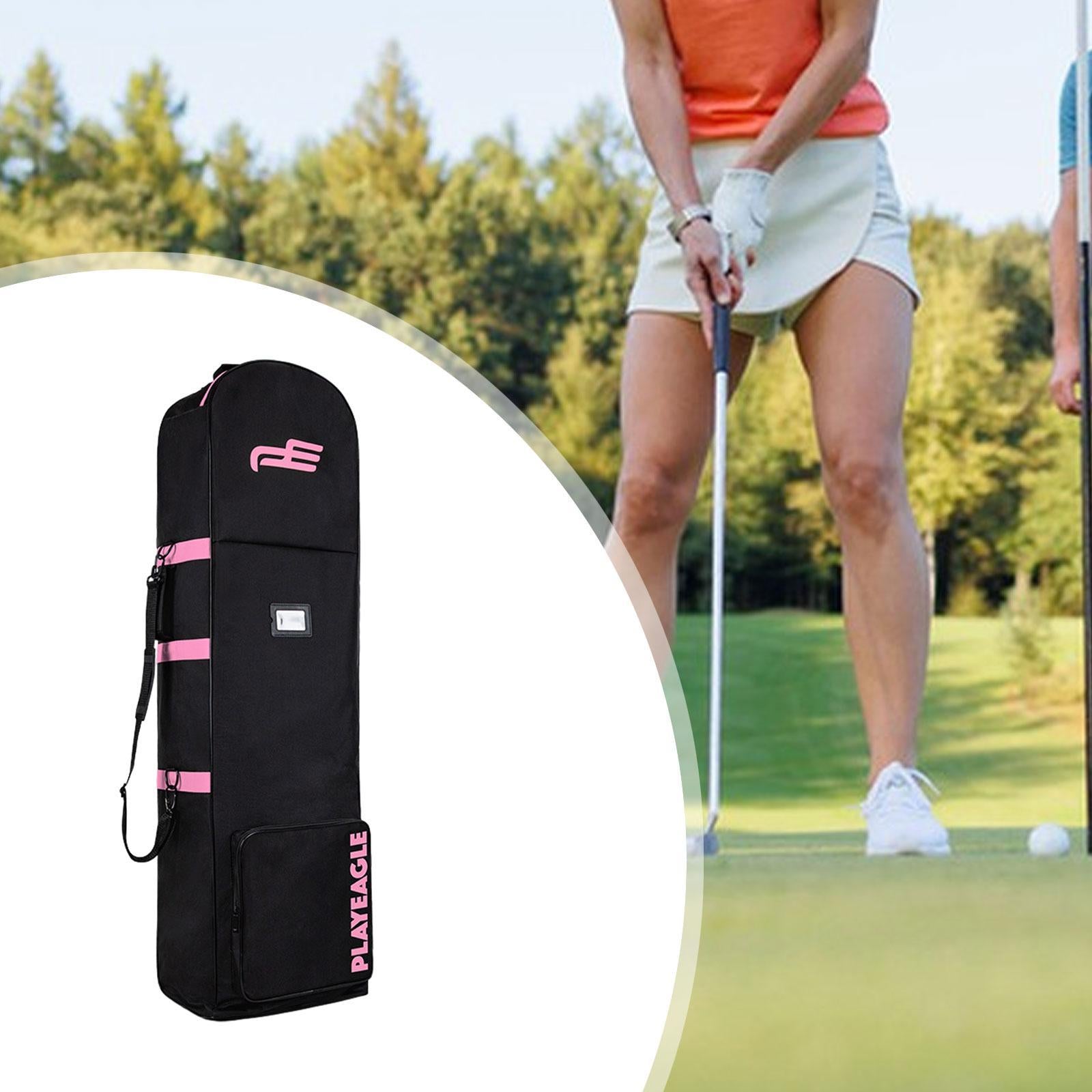 Golf Travel Bag for Airlines Portable with Wheels Zipper Golf Club Bag Cover Pink