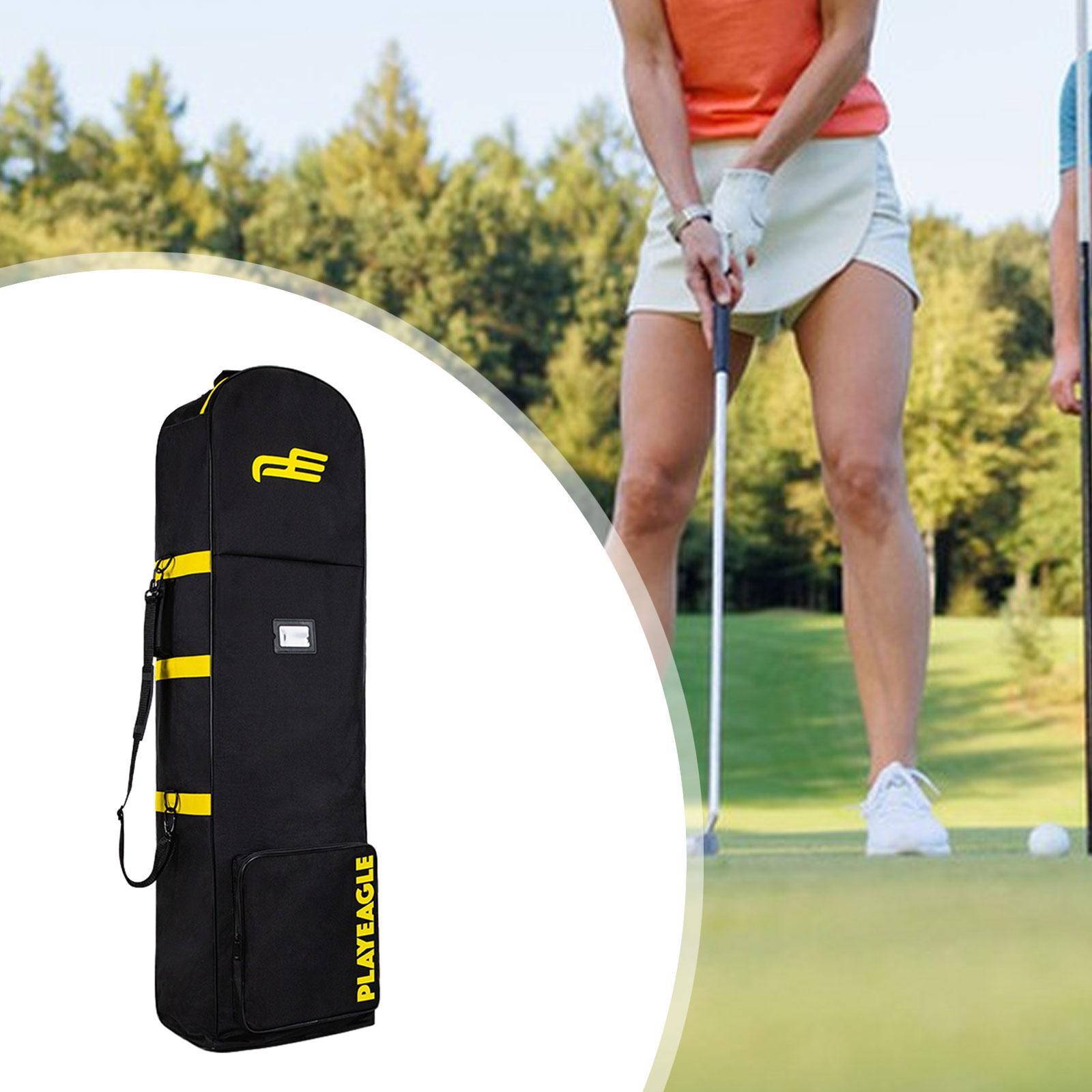 Golf Travel Bag for Airlines Portable with Wheels Zipper Golf Club Bag Cover Yellow
