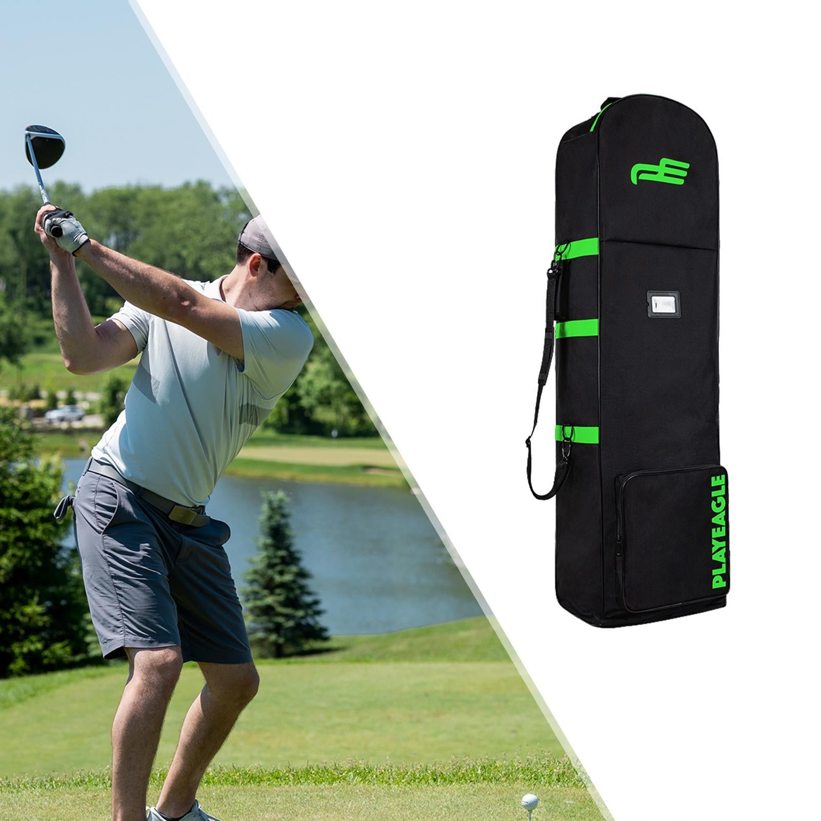 Golf Travel Bag for Airlines Portable with Wheels Zipper Golf Club Bag Cover Green