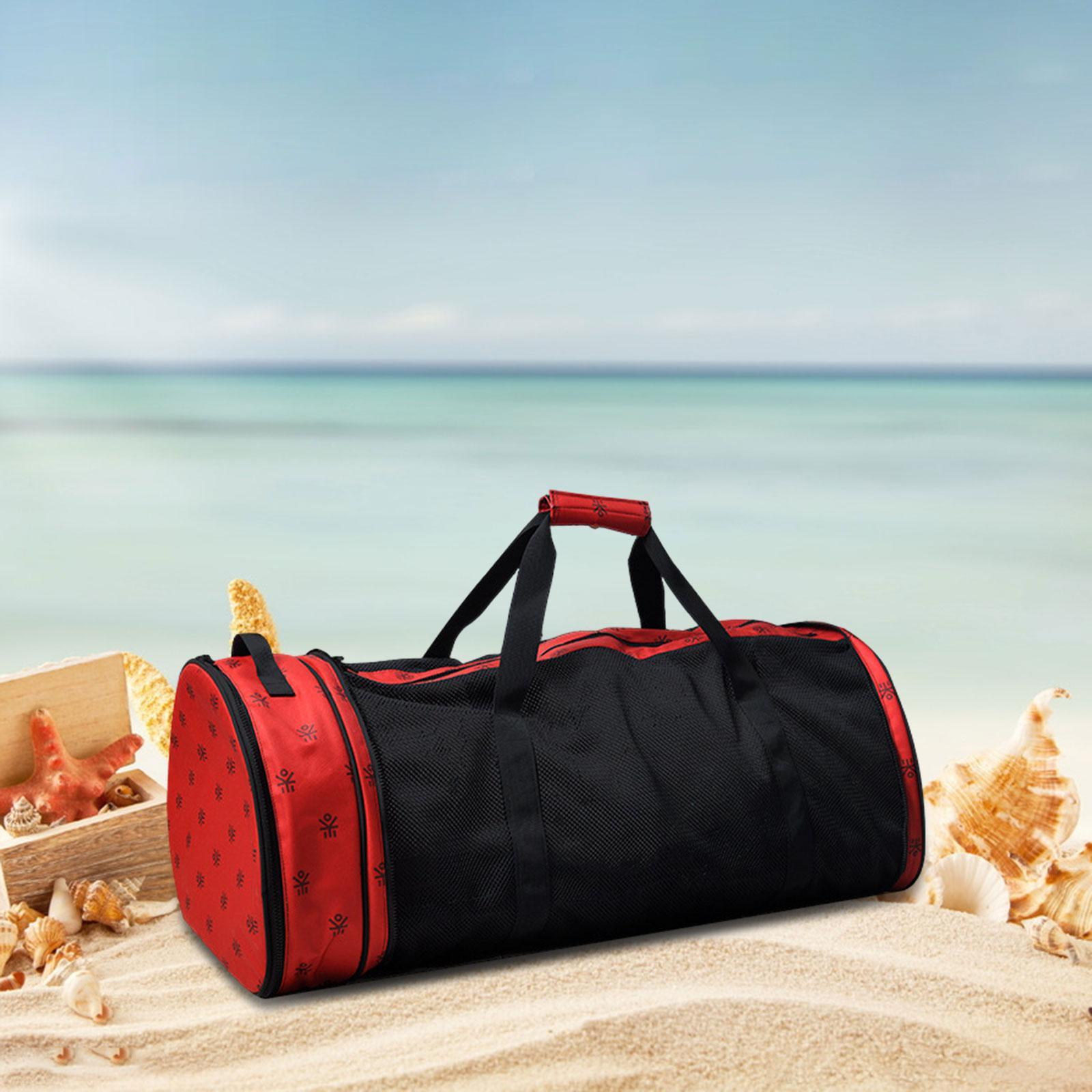 Mesh Duffle Bag 20L Organizer for Snorkel Equipment Swimming Gym Gears Balls red