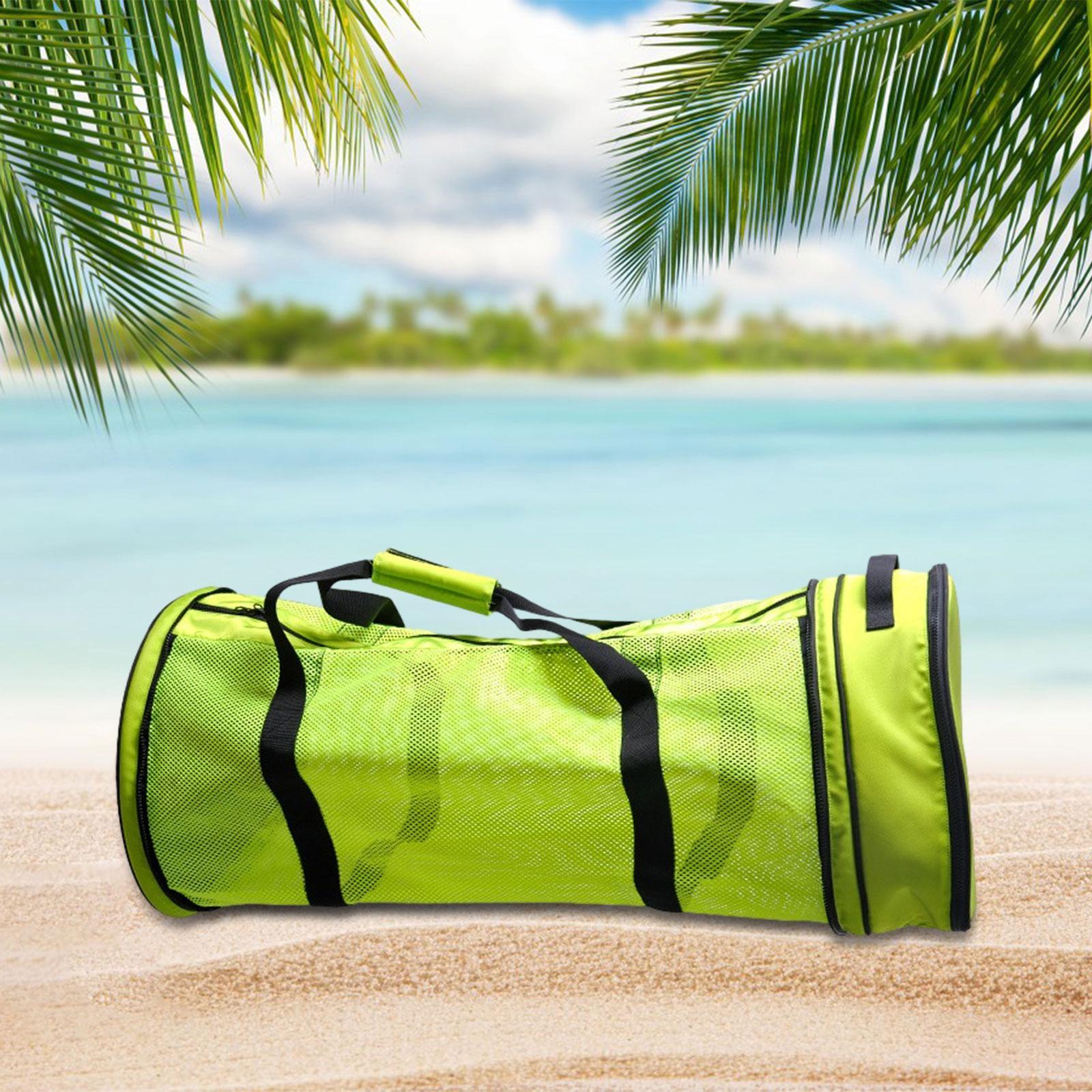 Mesh Duffle Bag 20L Organizer for Snorkel Equipment Swimming Gym Gears Balls green