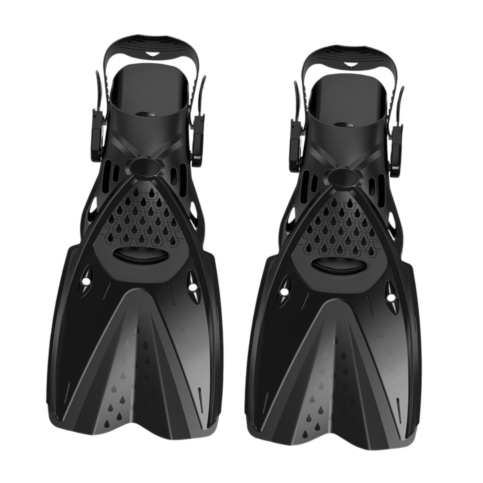 Snorkel Fins Open Heel Swim Flippers for Men Women Beginner Diving Equipment black