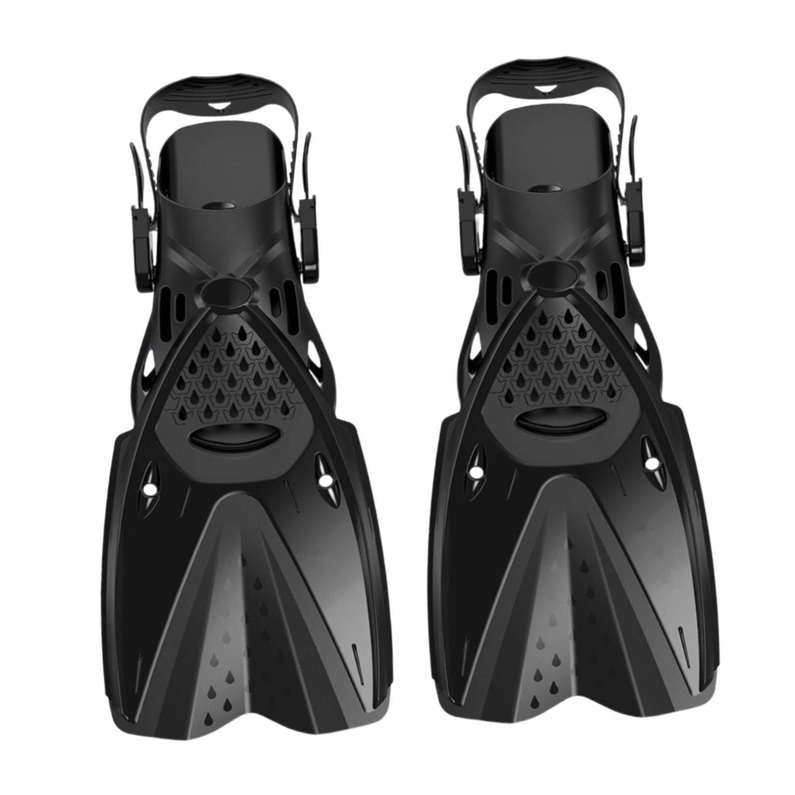 Snorkel Fins Open Heel Swim Flippers for Men Women Beginner Diving Equipment black
