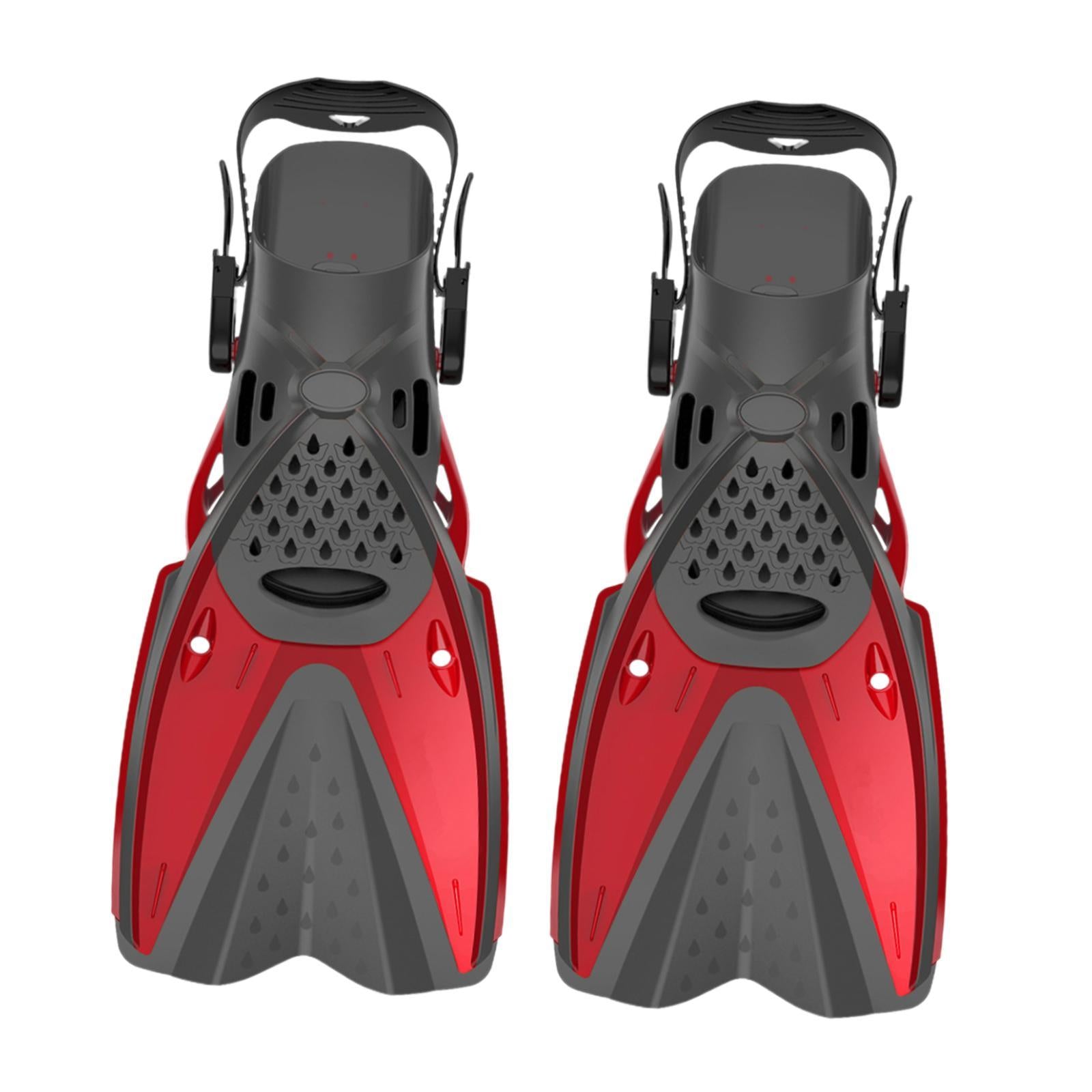 Snorkel Fins Open Heel Swim Flippers for Men Women Beginner Diving Equipment red